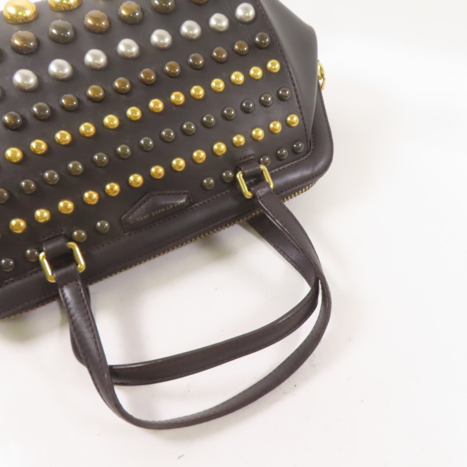 MARC BY MARC JACOBS 牛皮皮革2 Way Shoulder Bag金扣手挽肩背兩用袋啡色