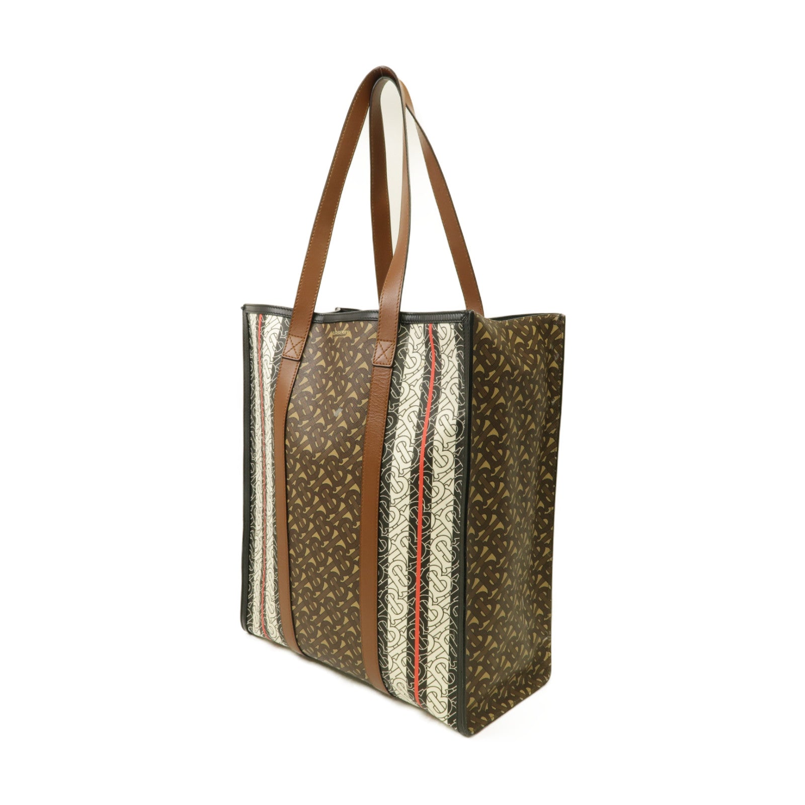 BURBERRY 塗層帆布Tote Bag金扣手挽袋棕色/白色/黑色