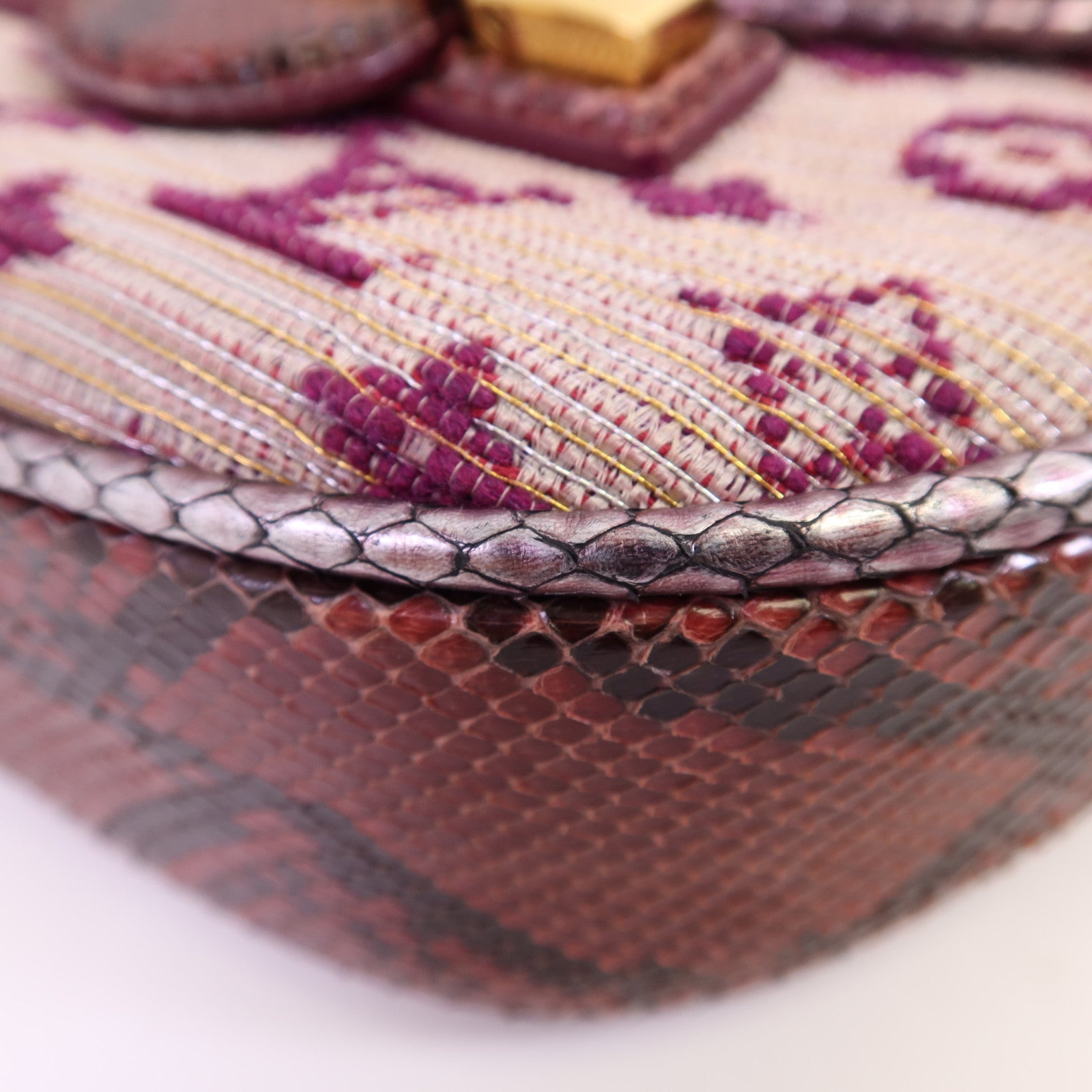 LOUIS VUITTON Monogram Empire/蛇皮皮革Levant金扣鏈帶肩背袋