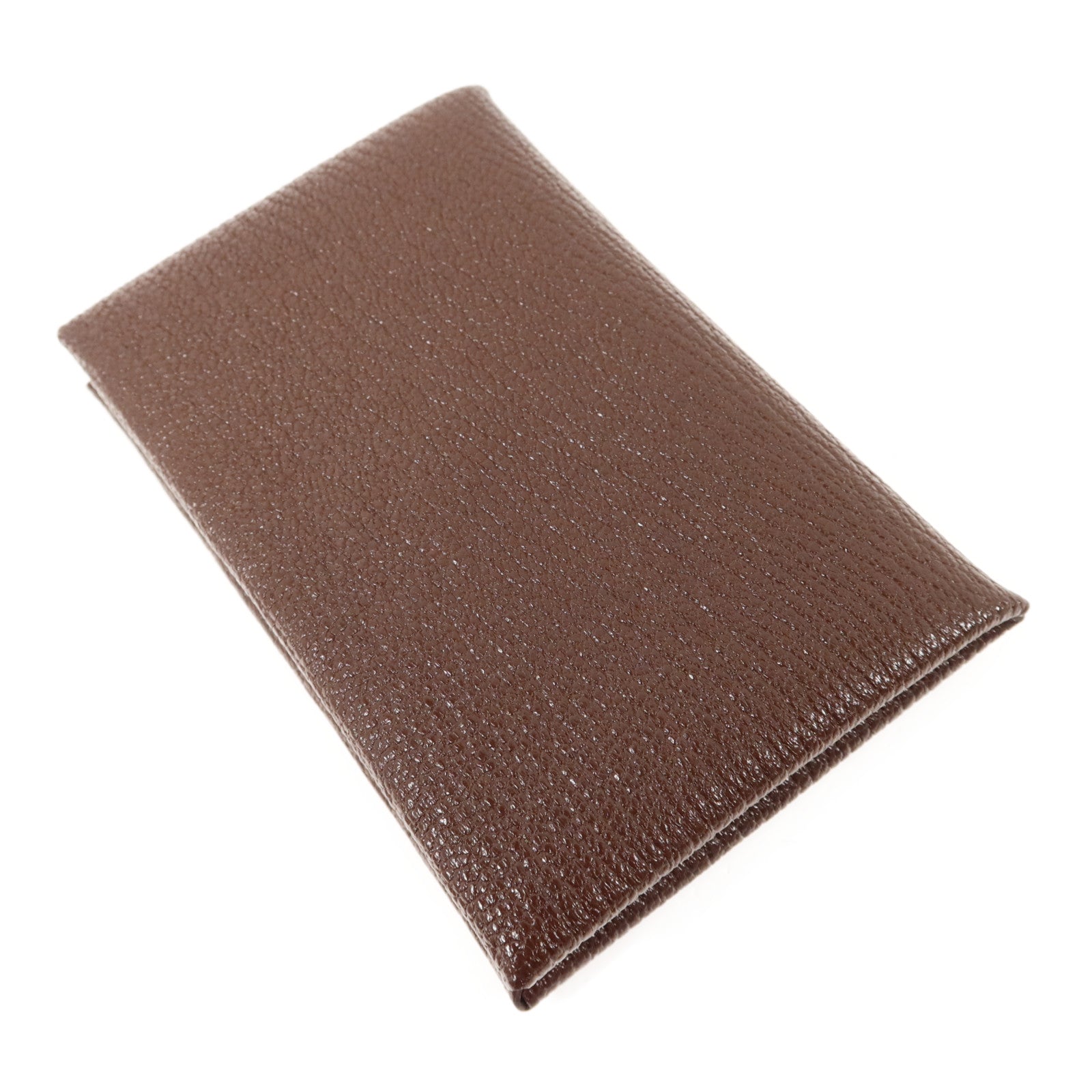 HERMES Chevre皮革Calvi Card Case銀扣卡片套Terre