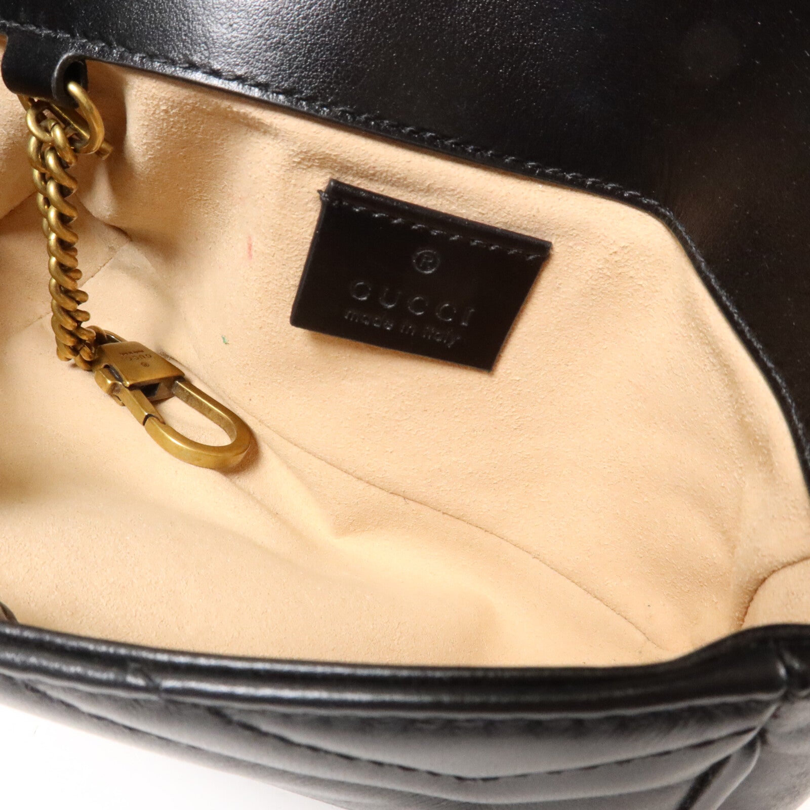 GUCCI 牛皮皮革GG Marmont Super Mini鏈帶肩背袋