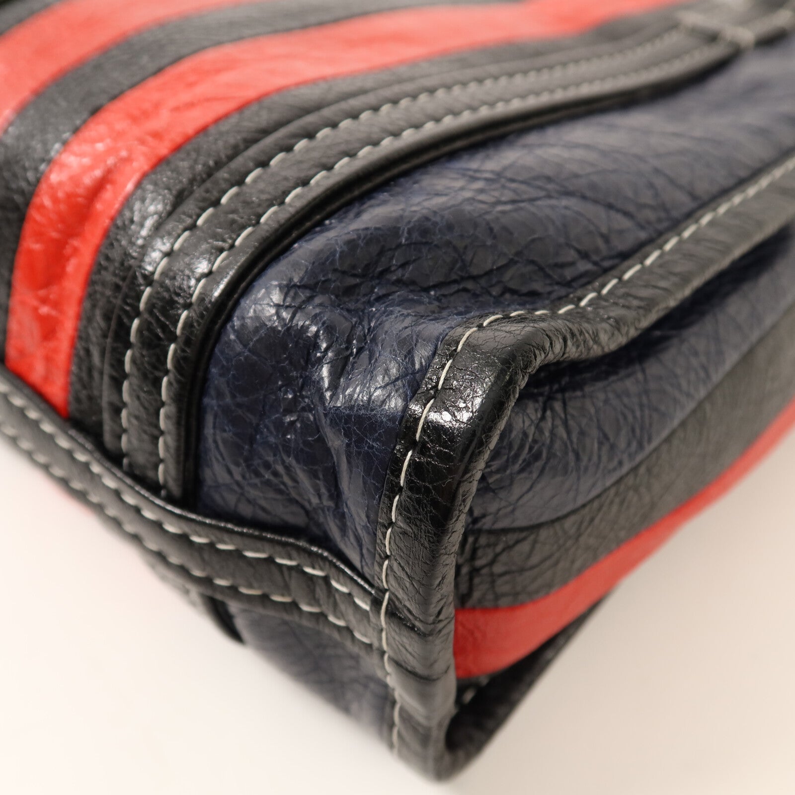 BALENCIAGA 牛皮皮革Bazar Bag銀扣手挽肩背兩用袋