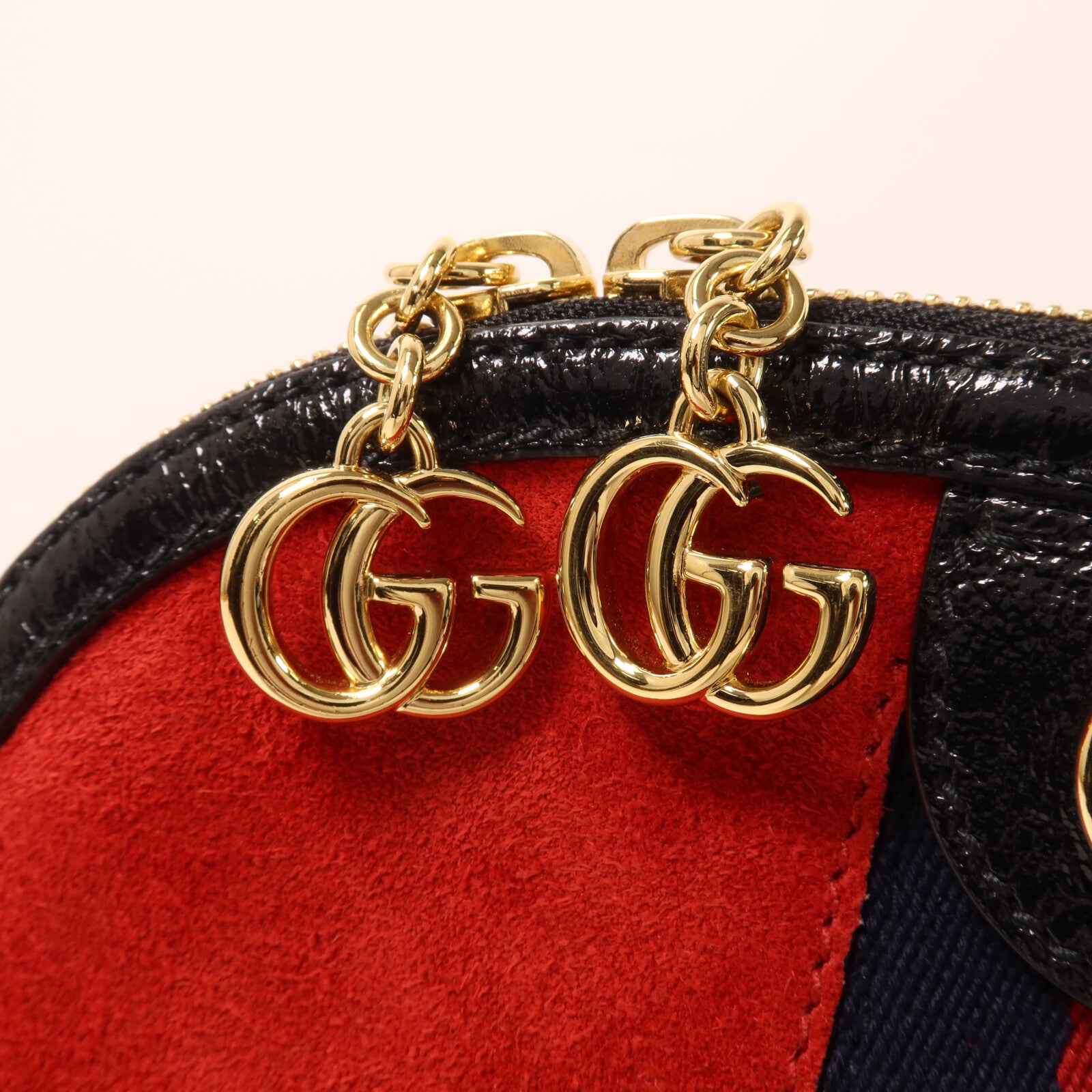 GUCCI 麂皮皮革/漆皮皮革Ophidia GG肩背袋