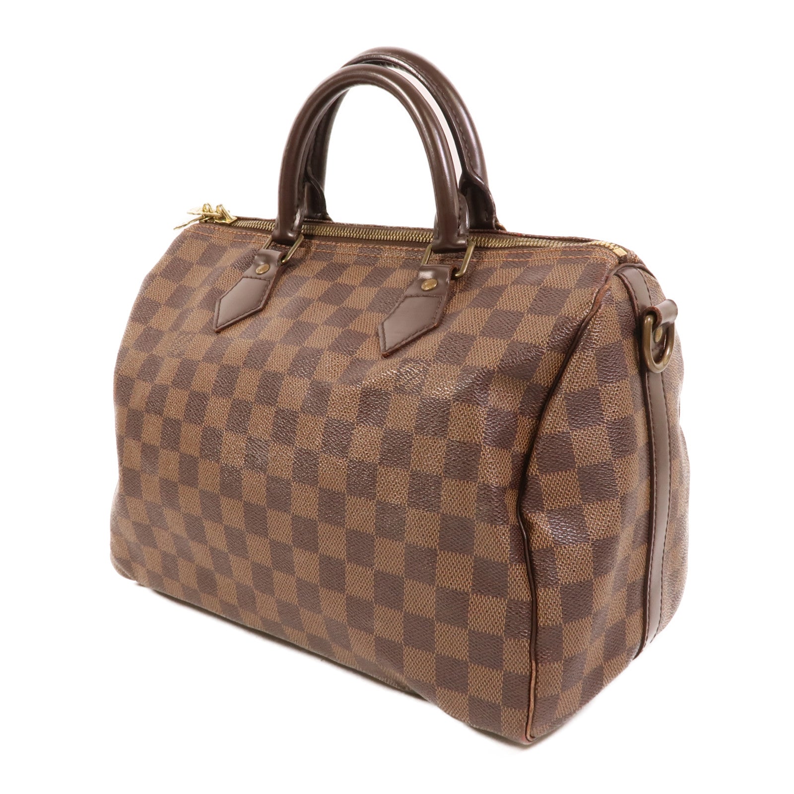 LOUIS VUITTON Damier Speedy Bandouliere 30金扣手挽肩背兩用袋