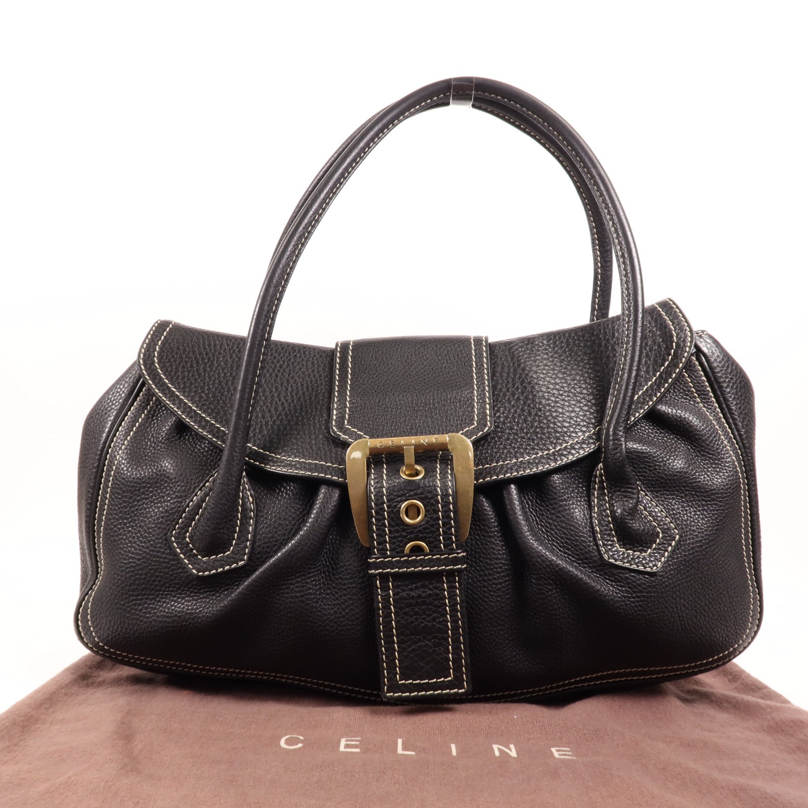 CELINE 牛皮皮革Shoulder Bag金扣肩背袋