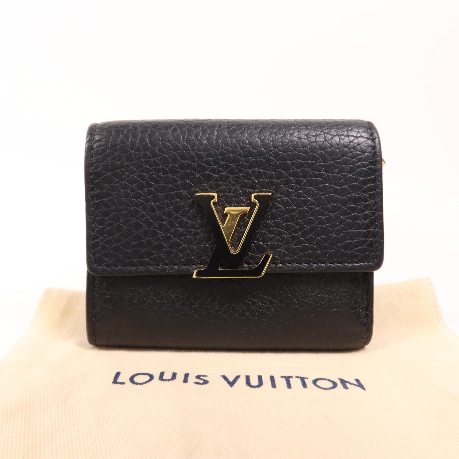 LOUIS VUITTON Taurillon皮革Capucines XS Wallet金扣短錢包