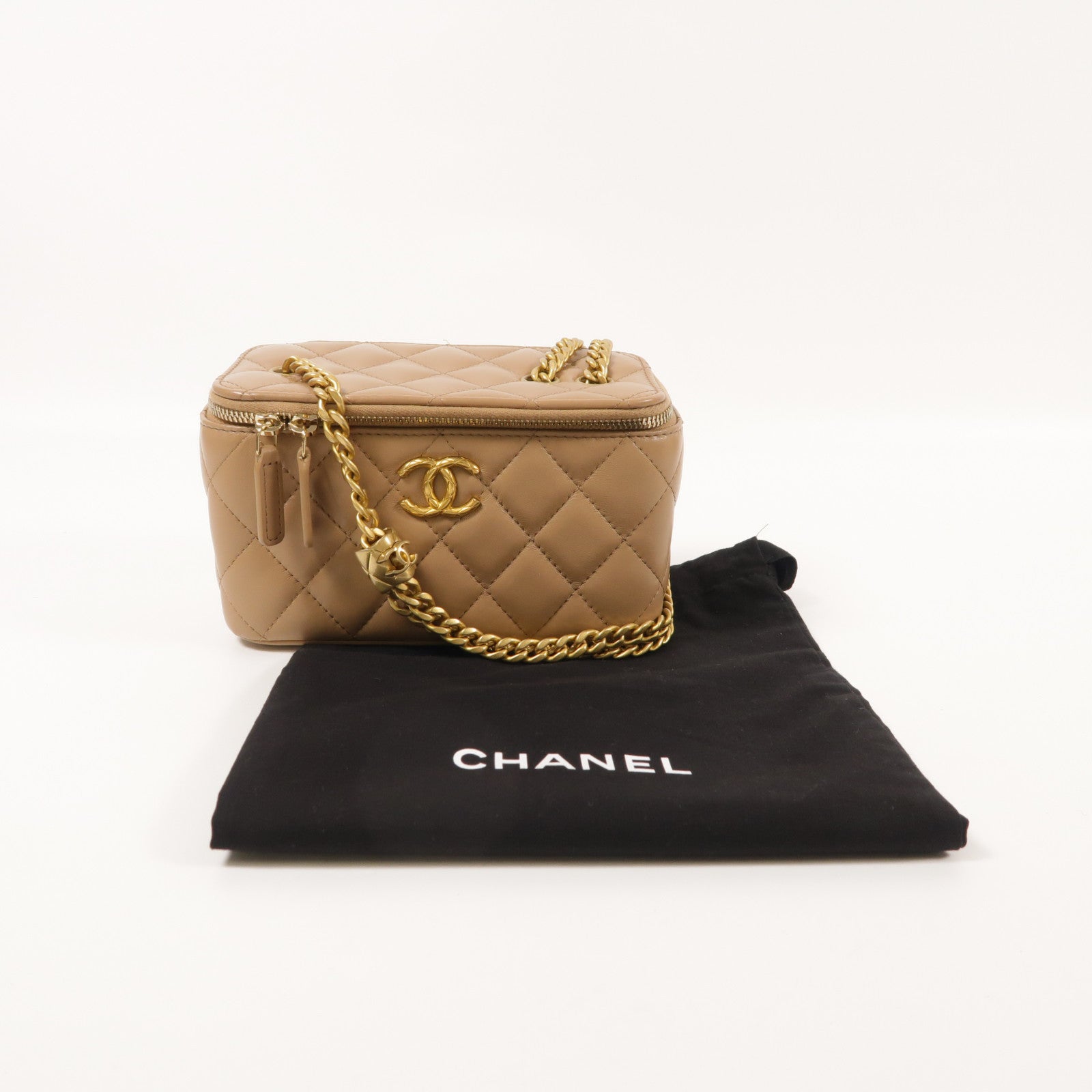 CHANEL【激減優惠】 羊皮皮革Vanity Case金扣鏈帶肩背袋