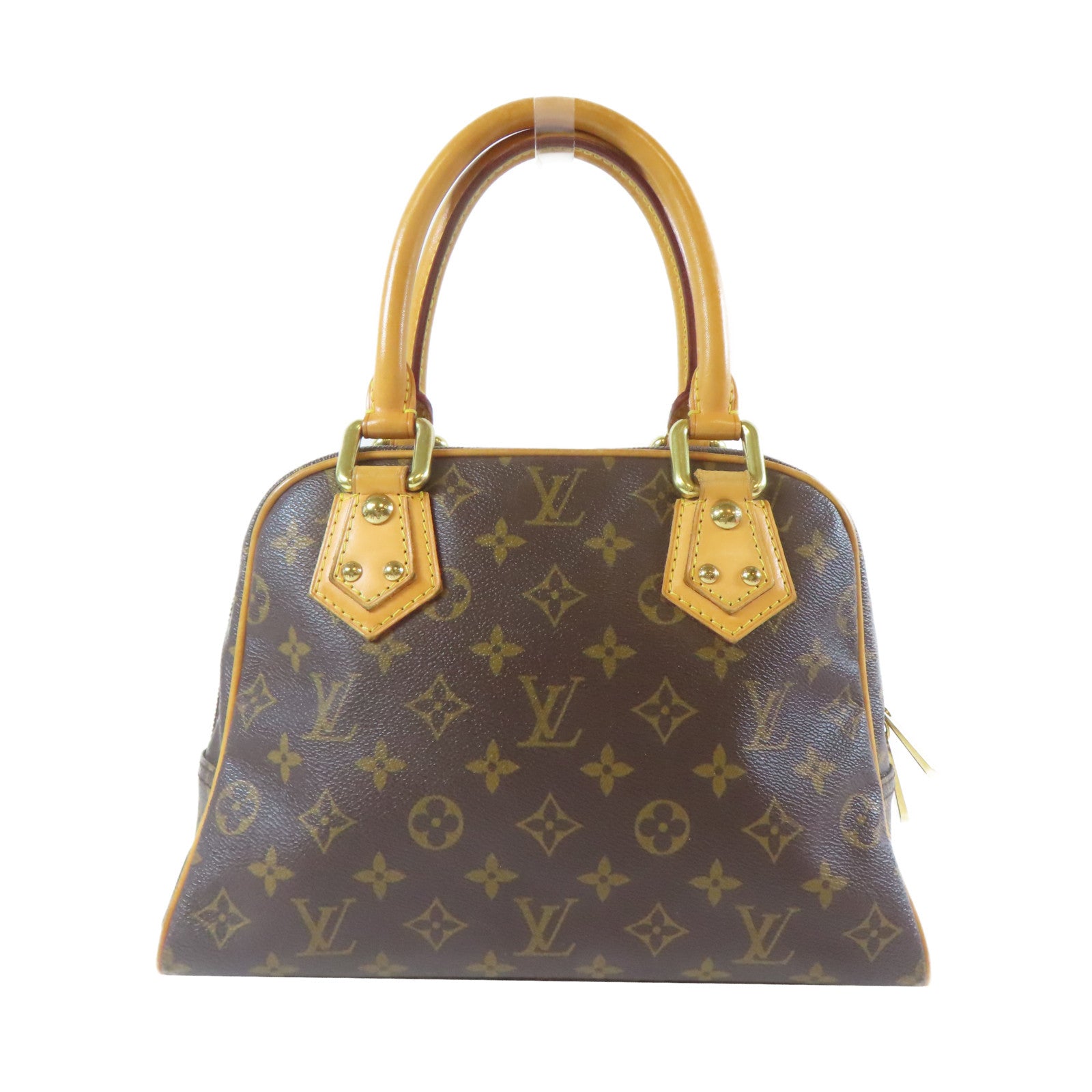 LOUIS VUITTON Monogram Manhattan PM金扣手挽袋啡色