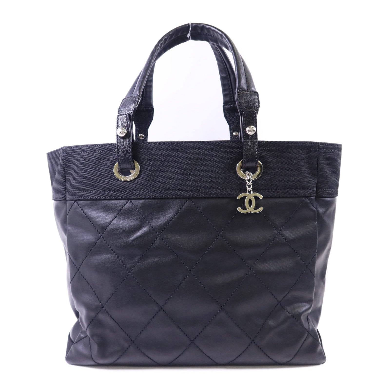 CHANEL 塗層帆布/尼龍Paris Biarritz Tote Bag銀扣手挽袋