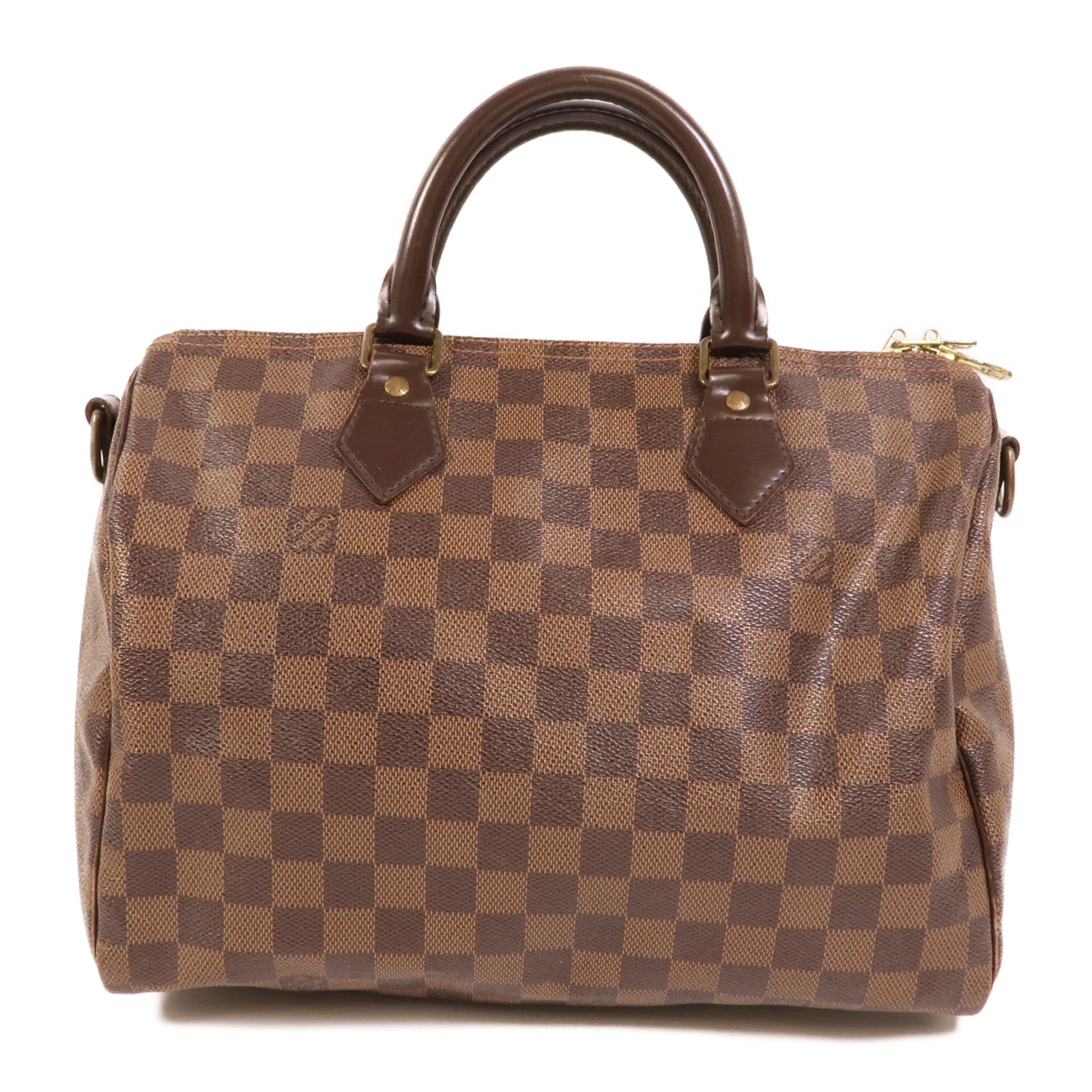 LOUIS VUITTON Damier Speedy Bandouliere 30金扣手挽肩背兩用袋