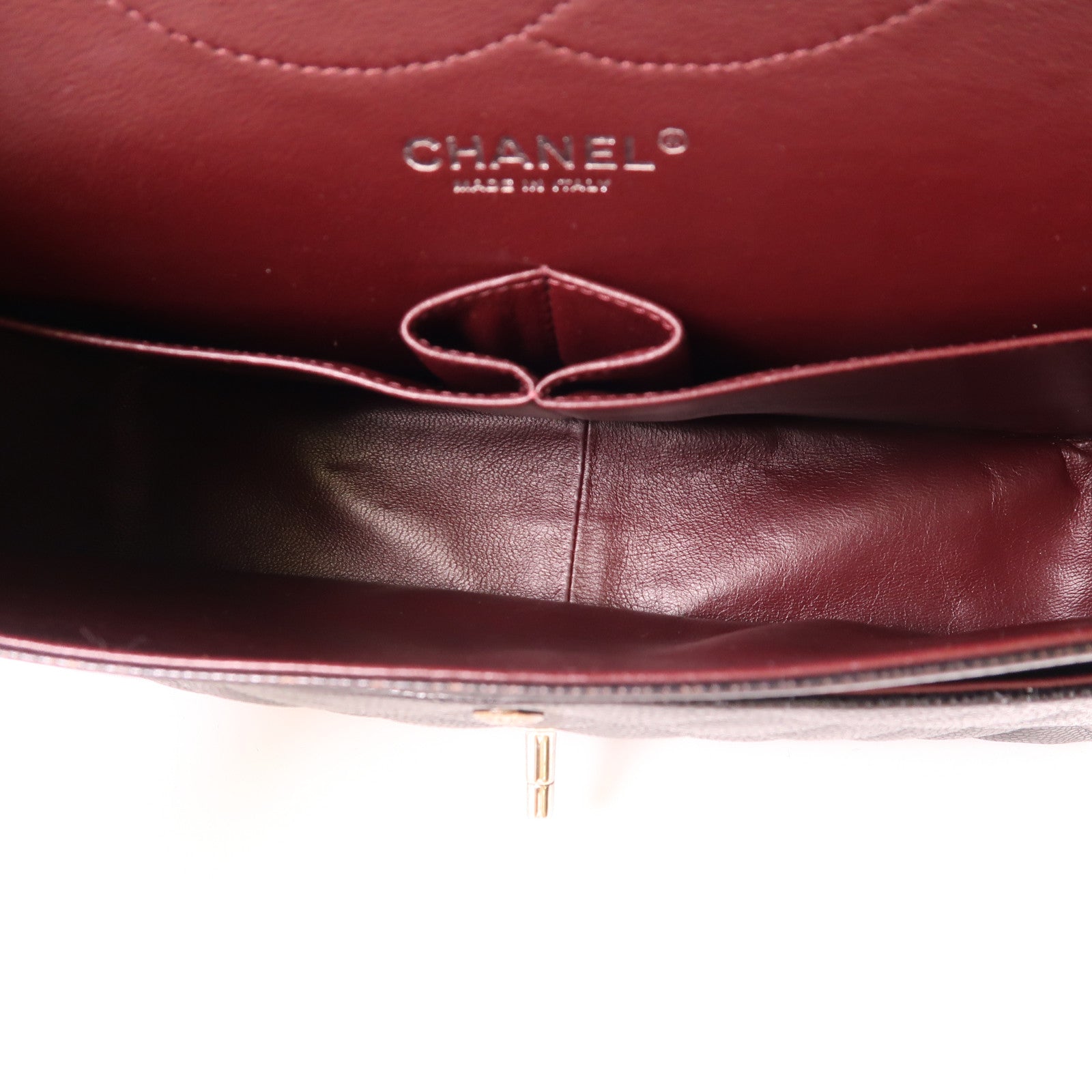 CHANEL 牛皮皮革Large Classic銀扣鏈帶肩背袋