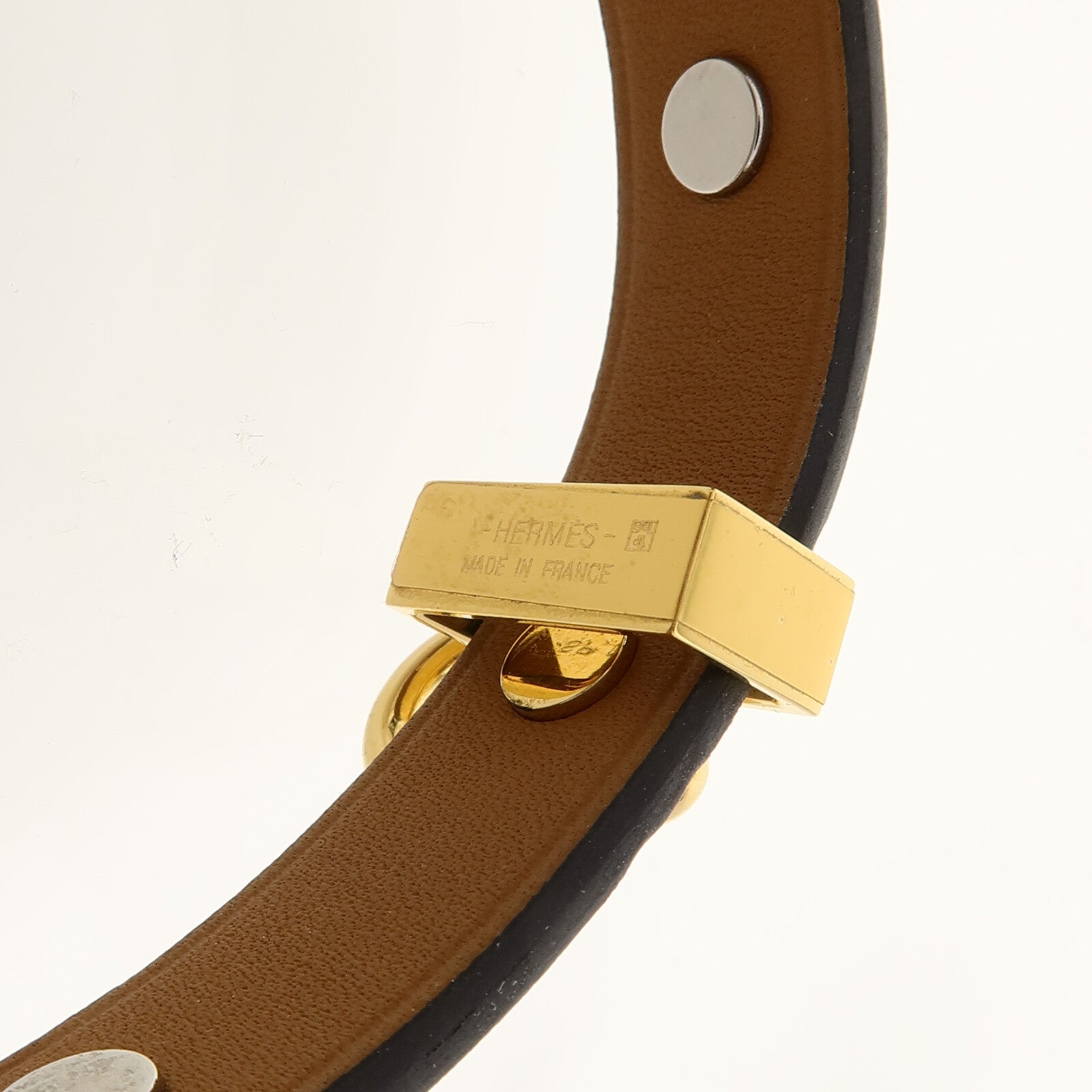 HERMES 金屬/Swift皮革Mini Dog Mix Bracelet手鐲Grey