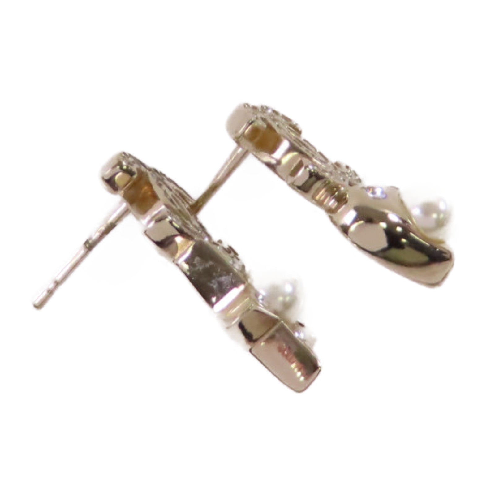 CHANEL 金屬/水鑽/仿珍珠CC Earrings金扣耳環