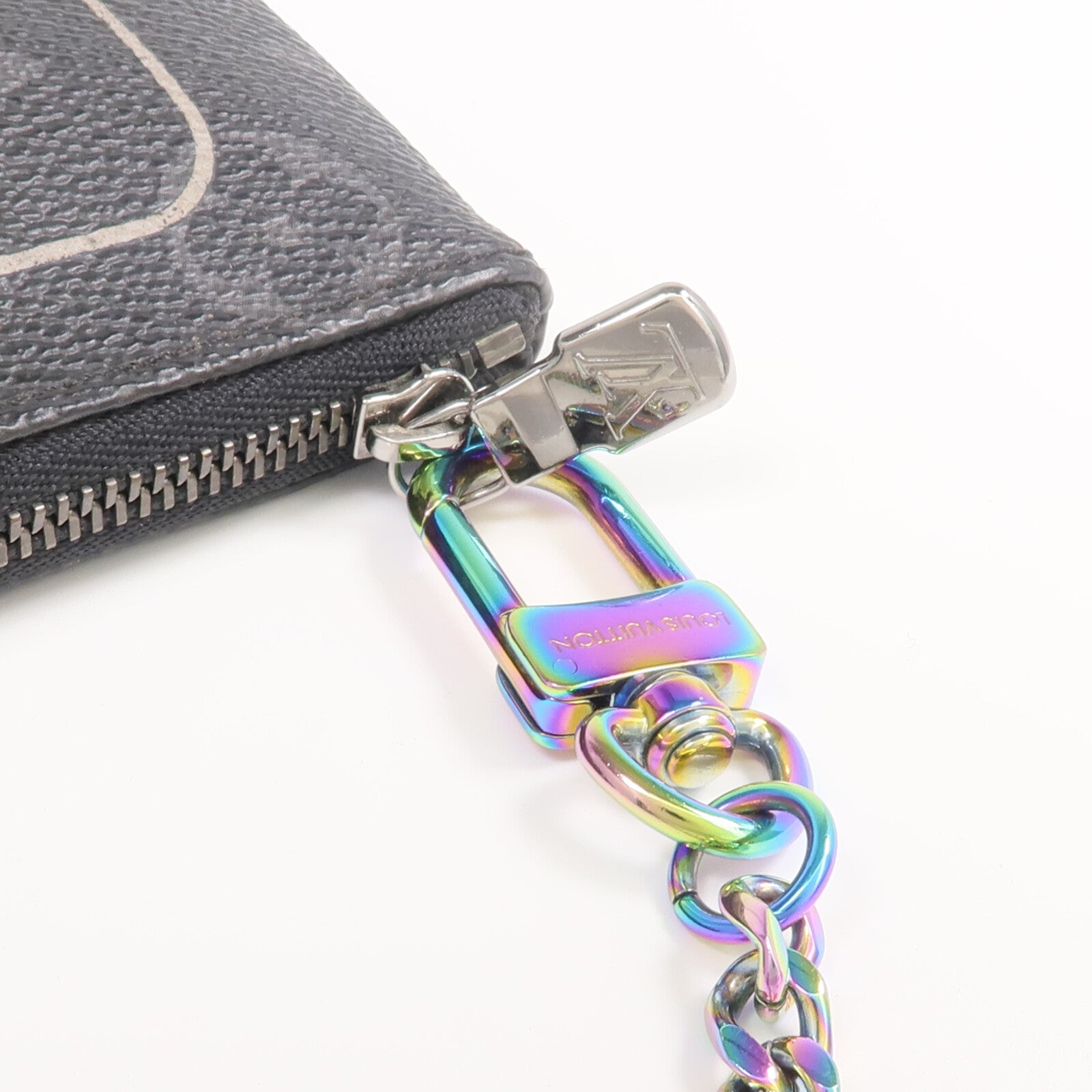 LOUIS VUITTON Monogram Eclipse Fragment iPhone Case Pouch銀扣手挽袋