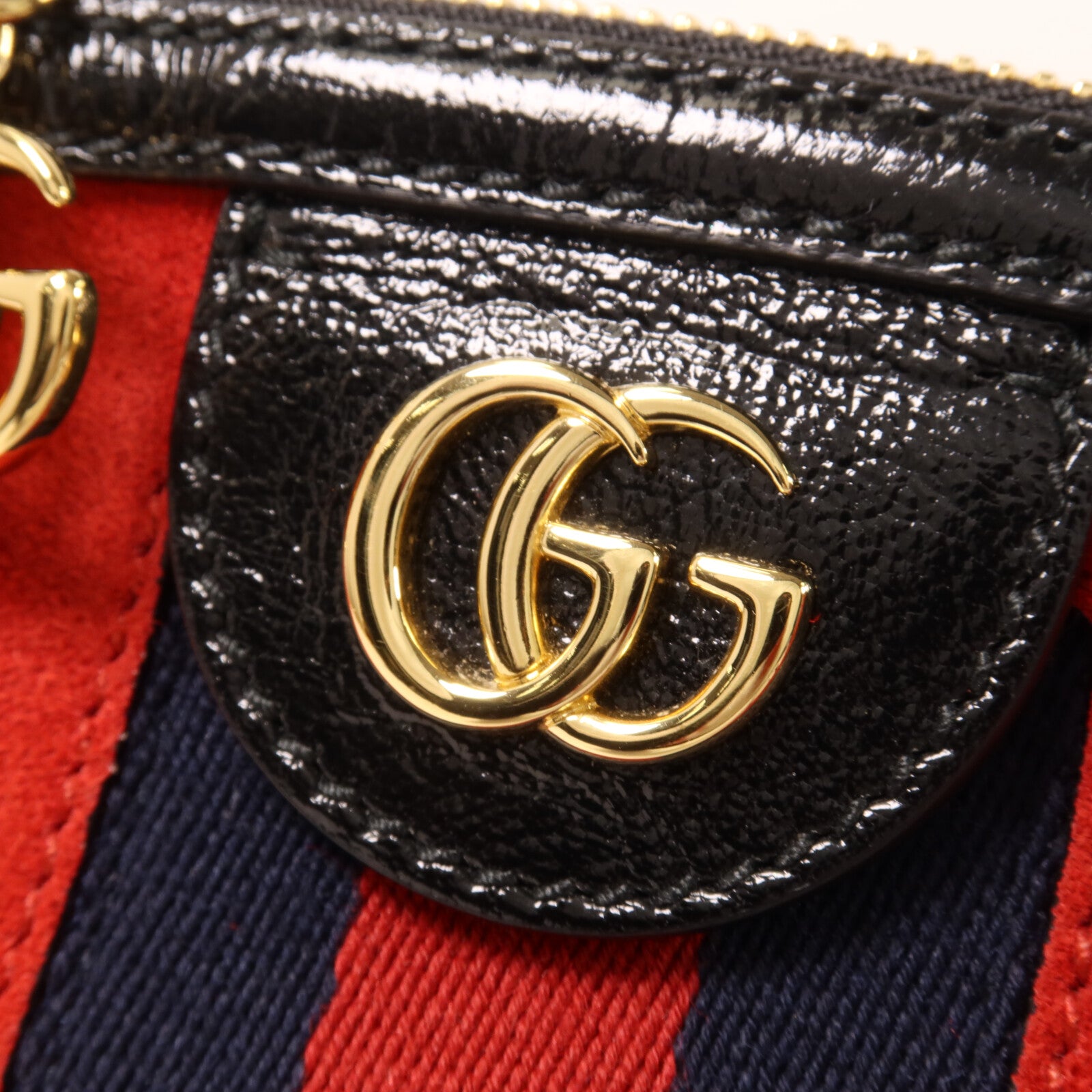 GUCCI 麂皮皮革/漆皮皮革Ophidia GG肩背袋