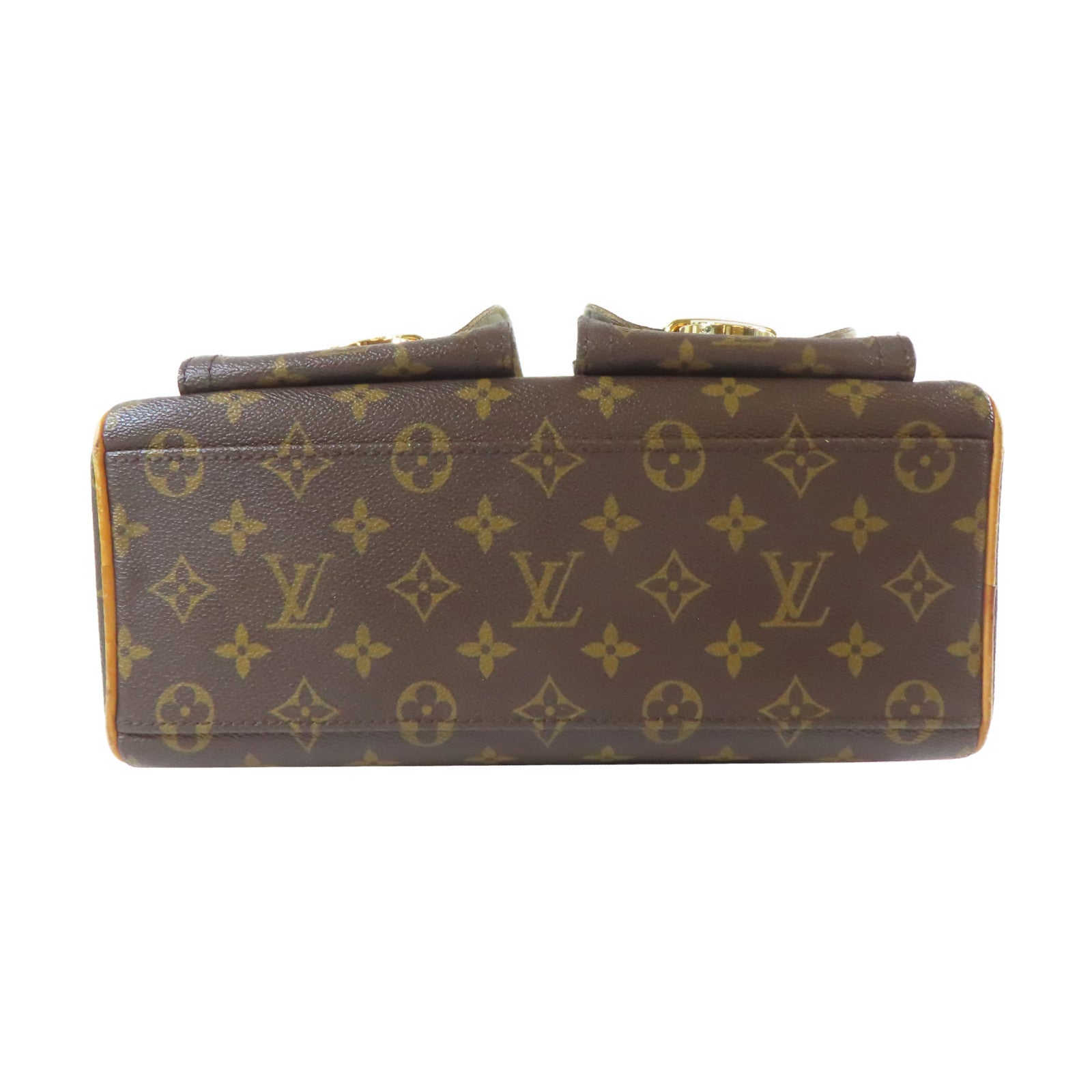LOUIS VUITTON Monogram Manhattan PM金扣手挽袋啡色