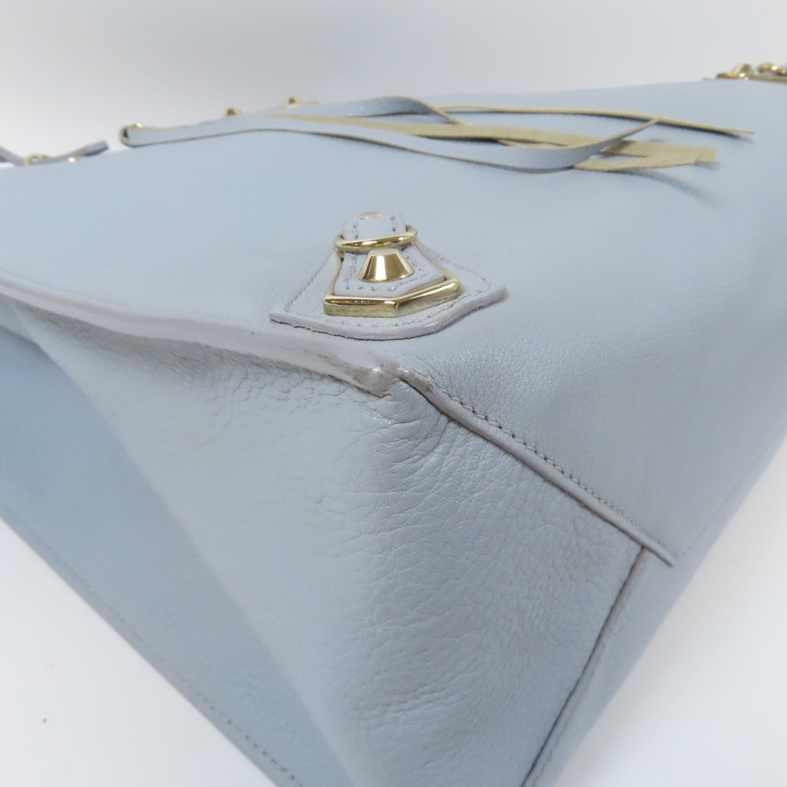 BALENCIAGA 牛皮皮革Tote Bag金扣手挽袋灰色