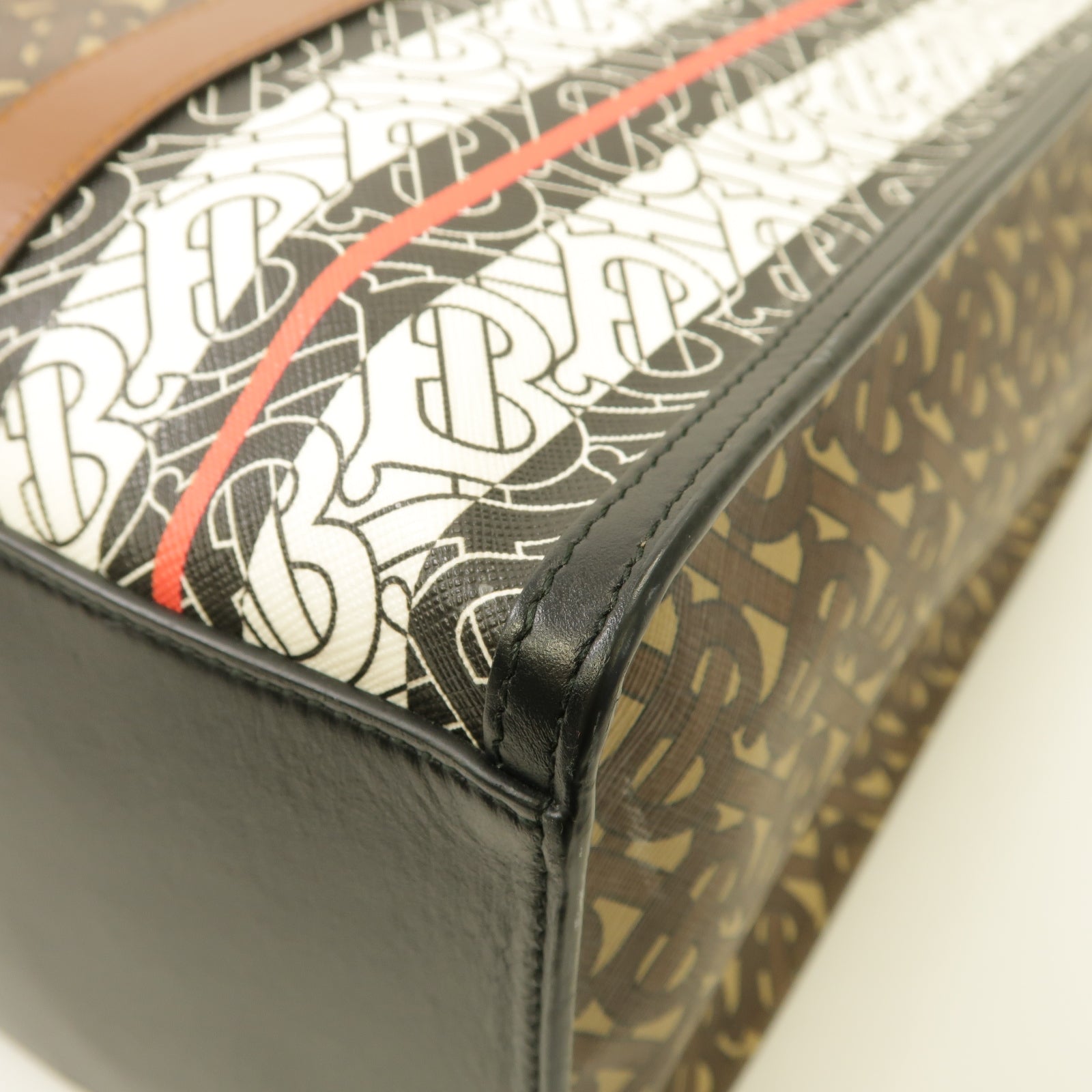 BURBERRY 塗層帆布Tote Bag金扣手挽袋棕色/白色/黑色