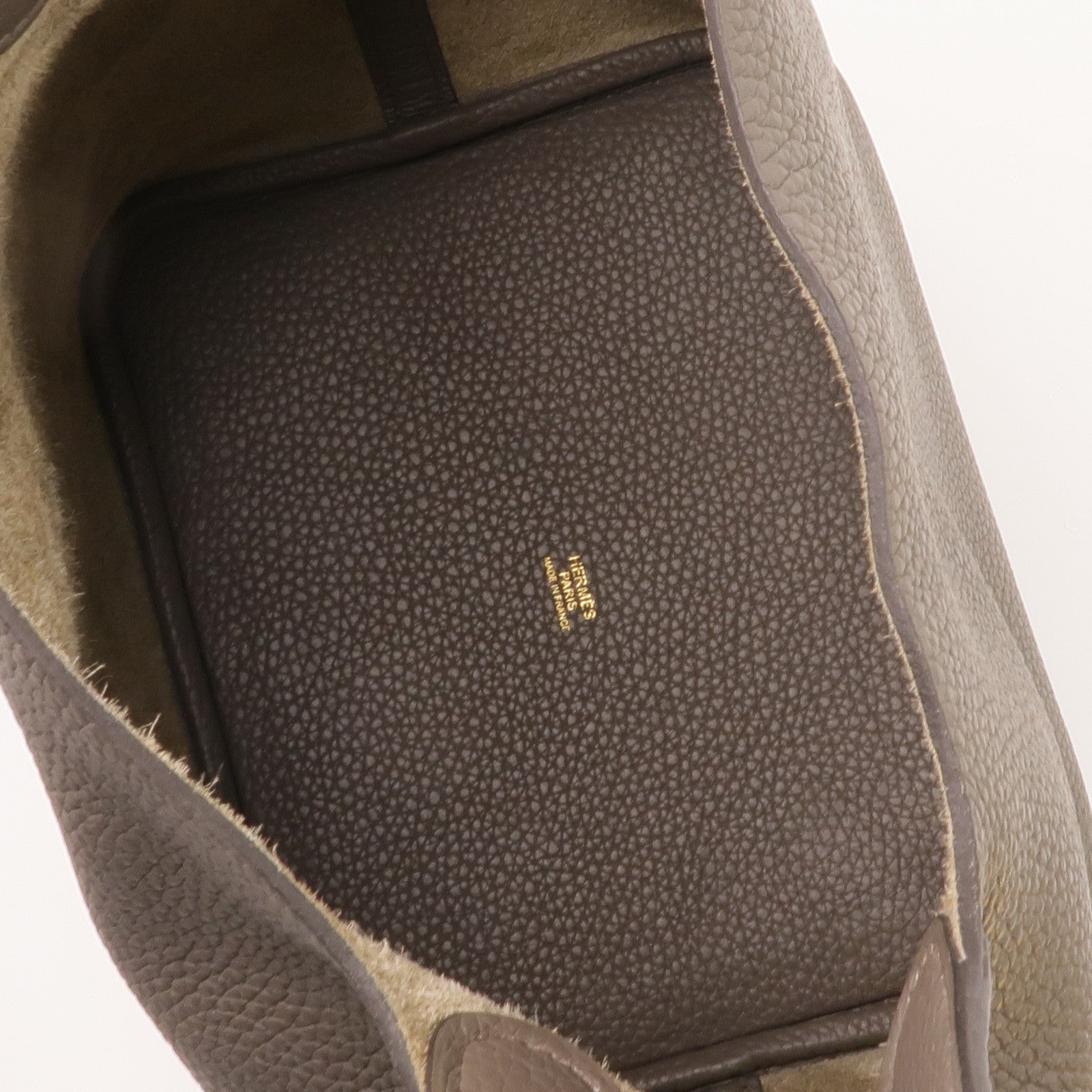 HERMES Clemence皮革Picotin MM金扣手挽袋Gris Etain