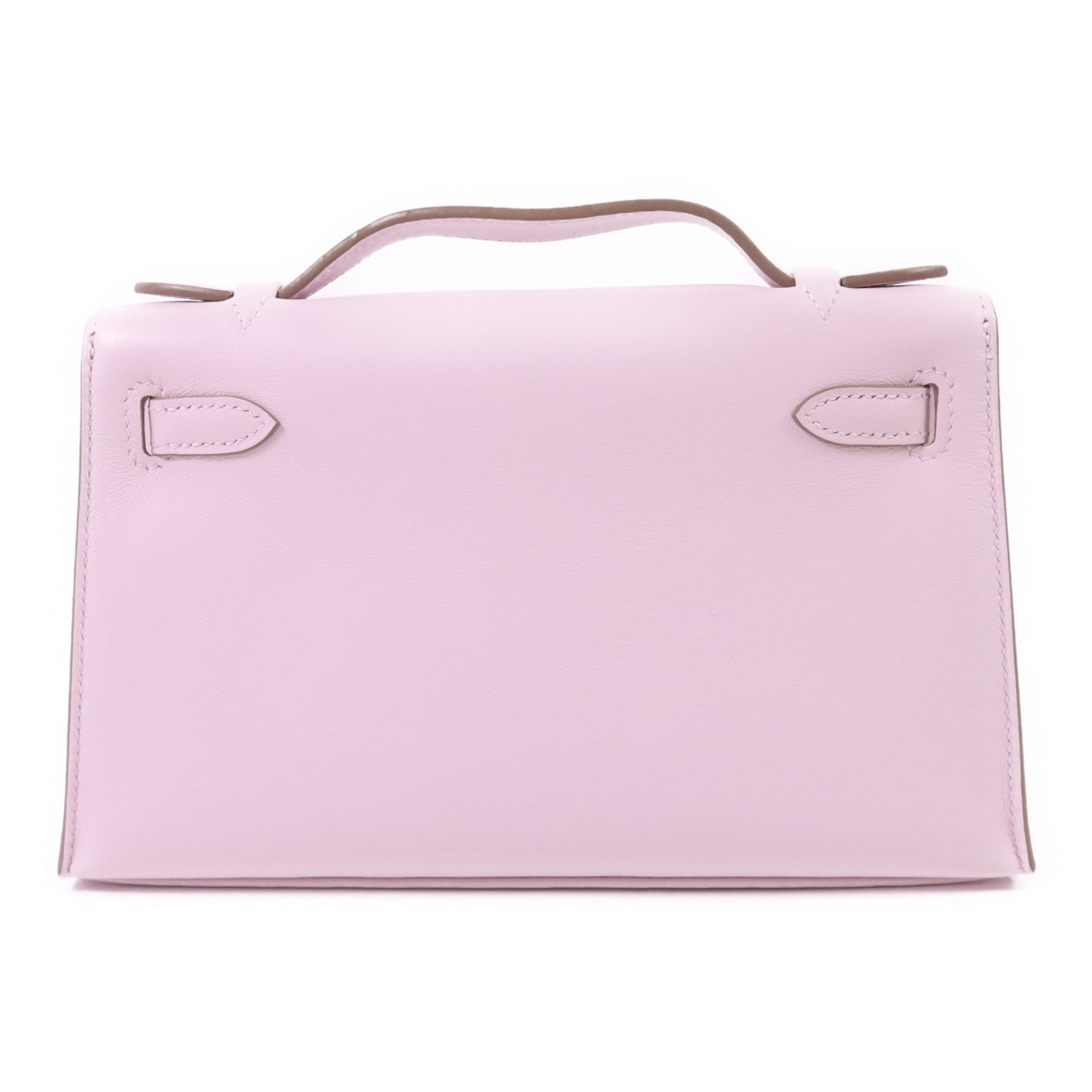 HERMES Swift皮革Kelly Pochette銀扣手挽袋Mauve Pale