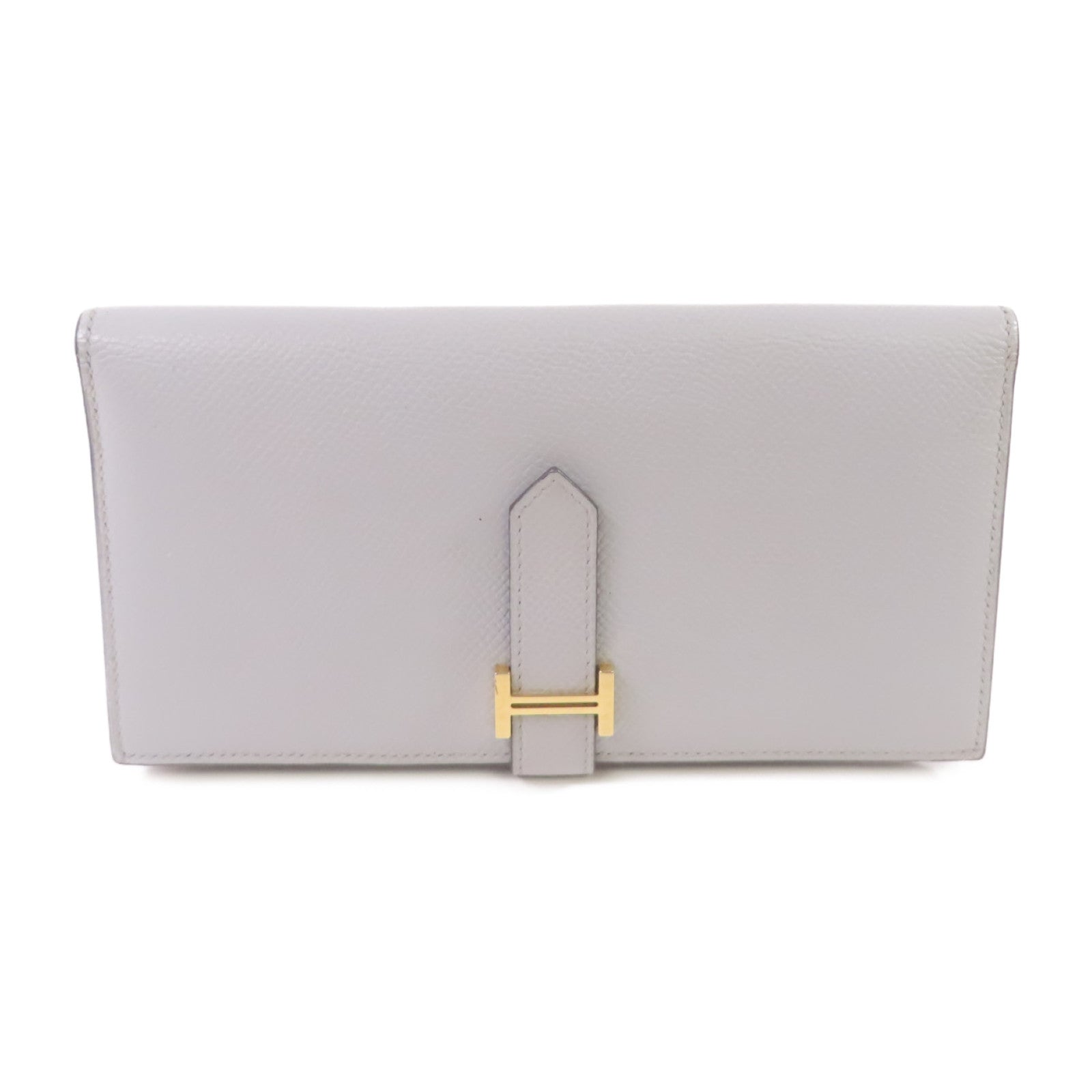 HERMES (PRICE DOWN) GHW Bearn W Snap Long Wallet Epsom Leather Y7 Bleu Orage Light-Blue