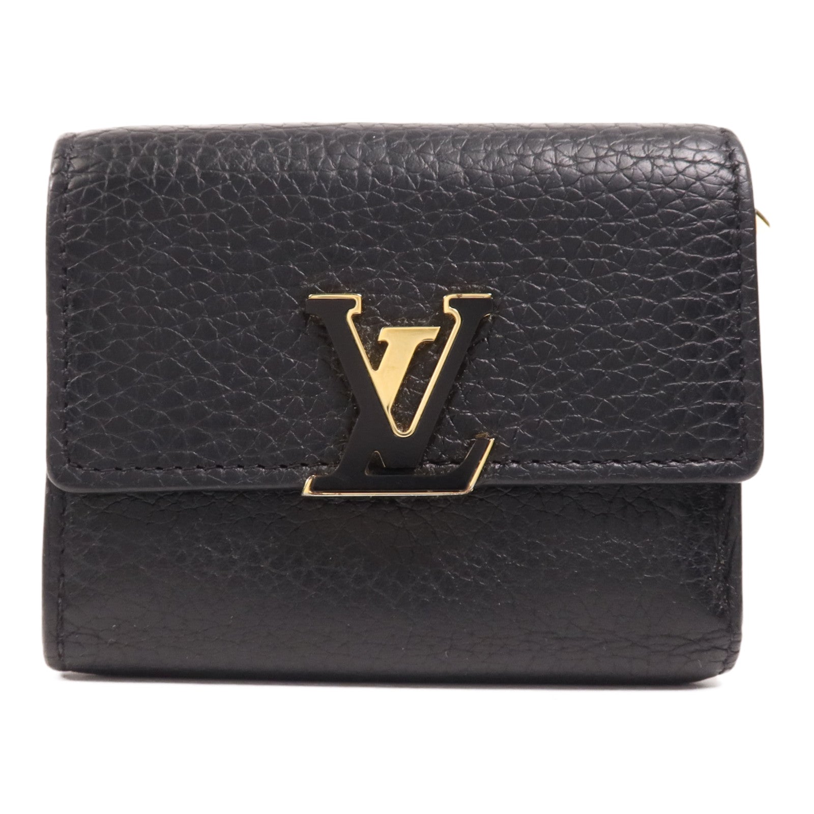 LOUIS VUITTON Taurillon皮革Capucines XS Wallet金扣短錢包