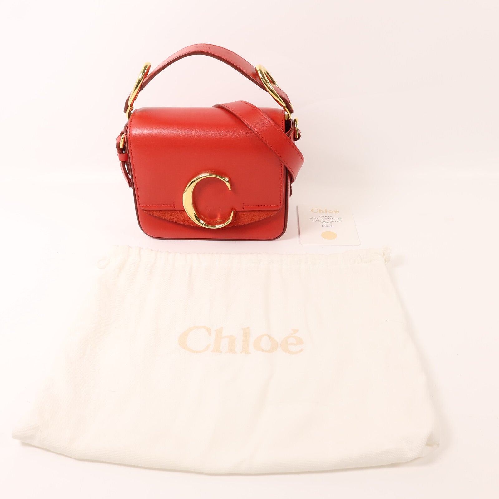 Chloe 牛皮皮革Mini C Bag金扣手挽肩背兩用袋