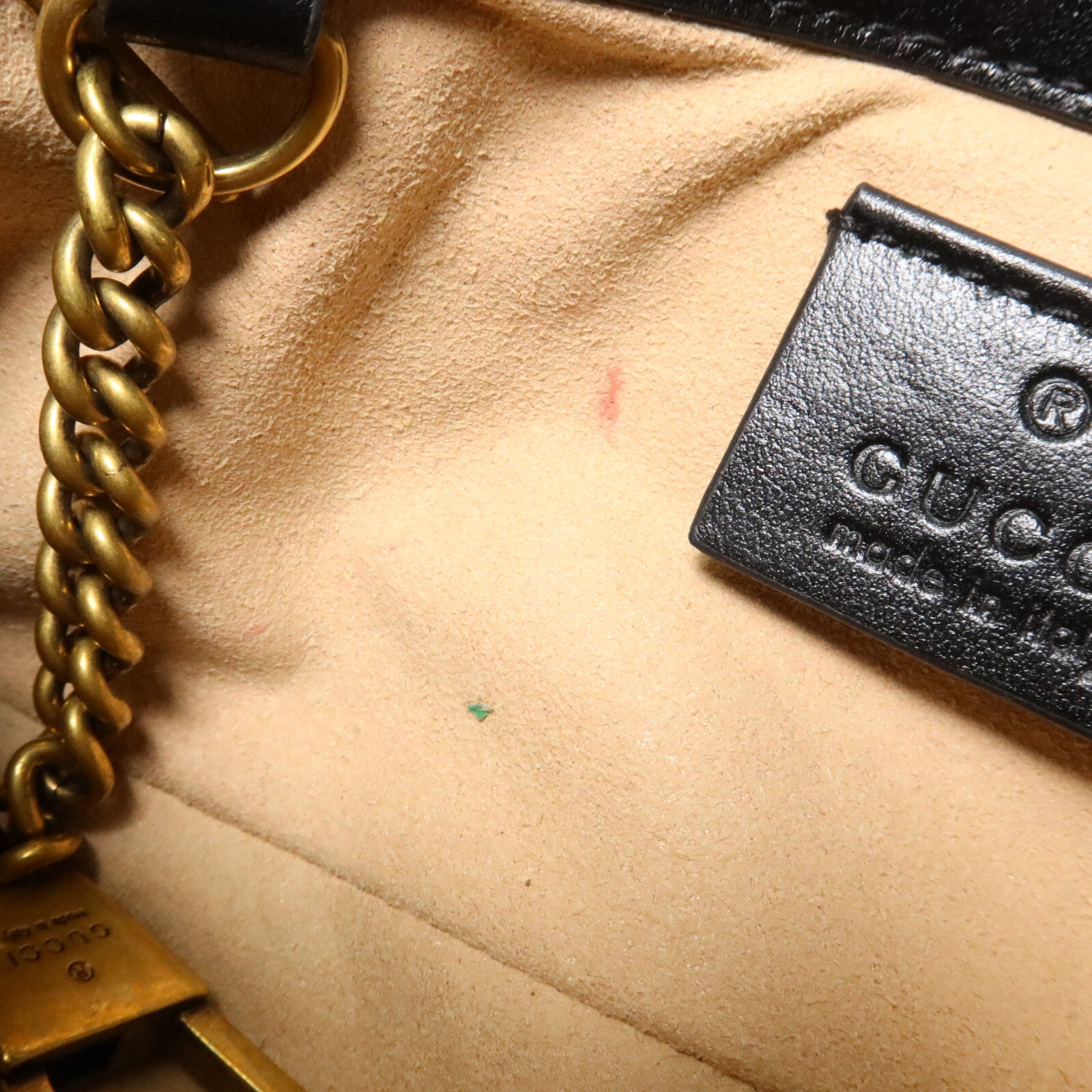 GUCCI 牛皮皮革GG Marmont Super Mini鏈帶肩背袋