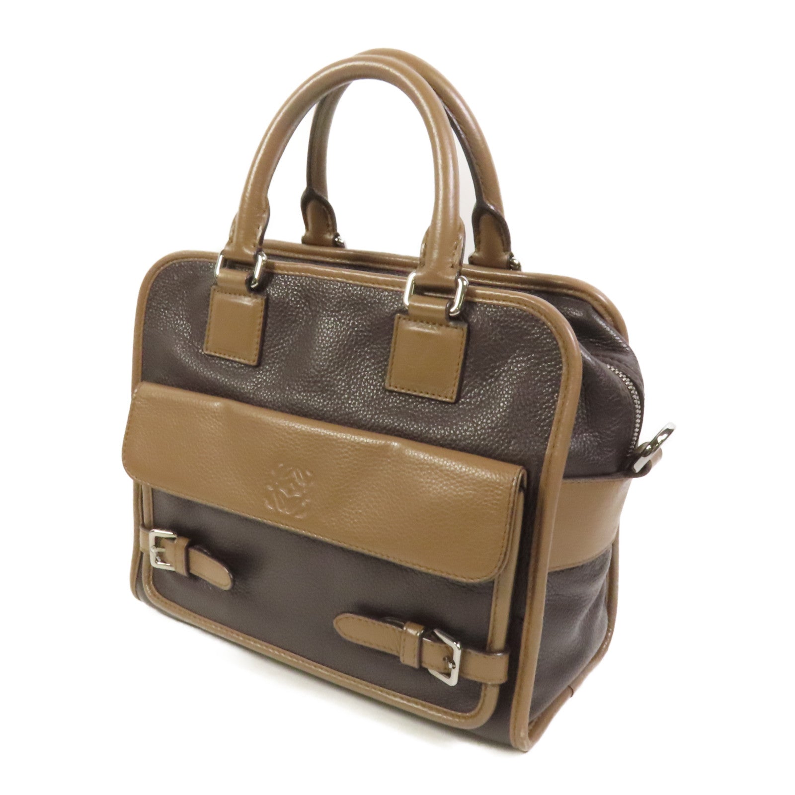 LOEWE 牛皮皮革Cruz Bag銀扣手挽肩背兩用袋
