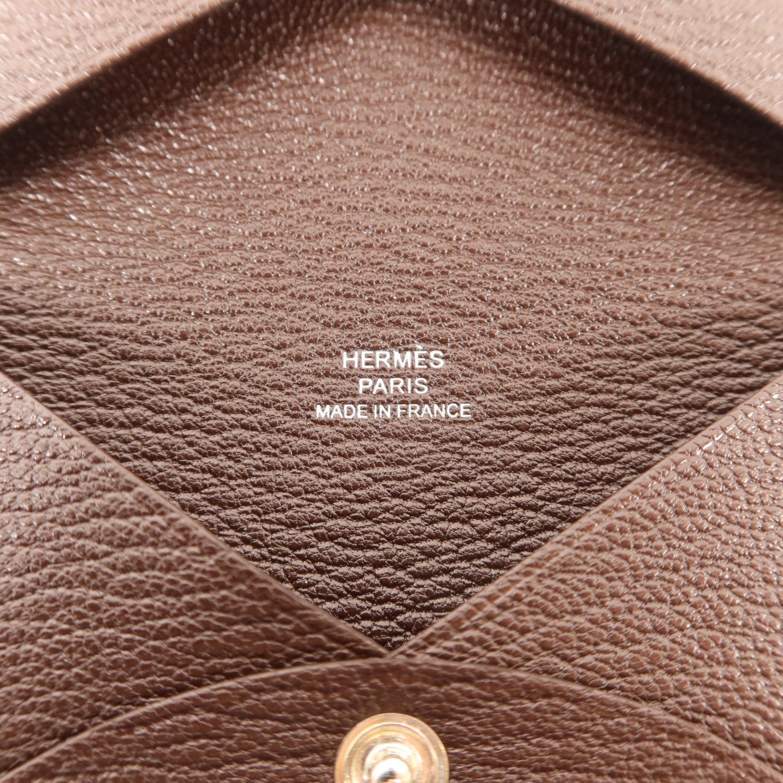 HERMES Chevre皮革Calvi Card Case銀扣卡片套Terre