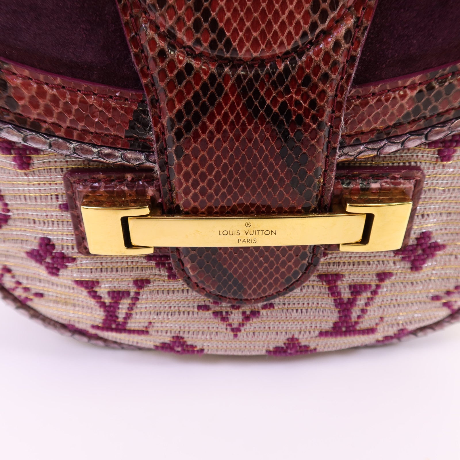 LOUIS VUITTON Monogram Empire/蛇皮皮革Levant金扣鏈帶肩背袋