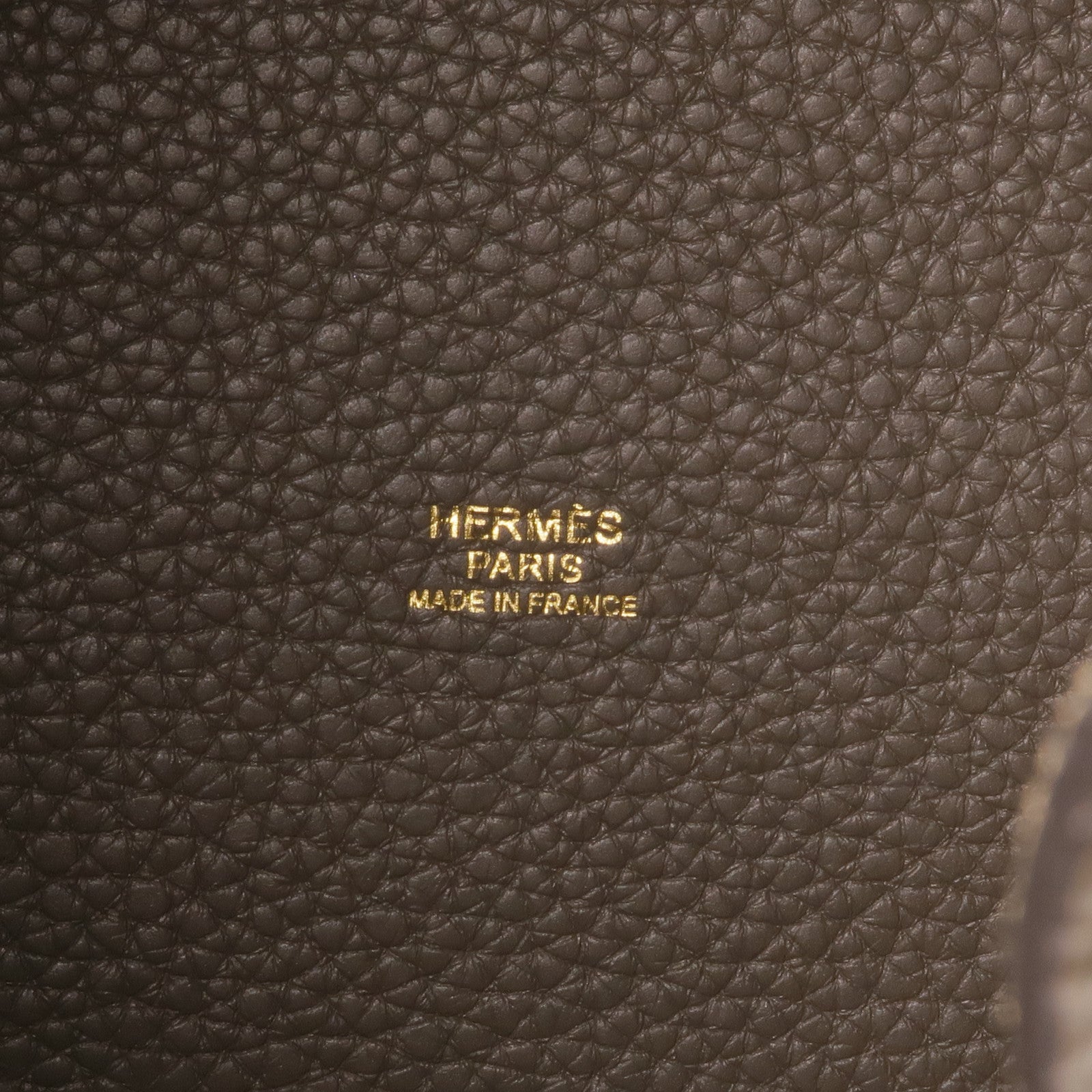 HERMES Clemence皮革Picotin MM金扣手挽袋Gris Etain