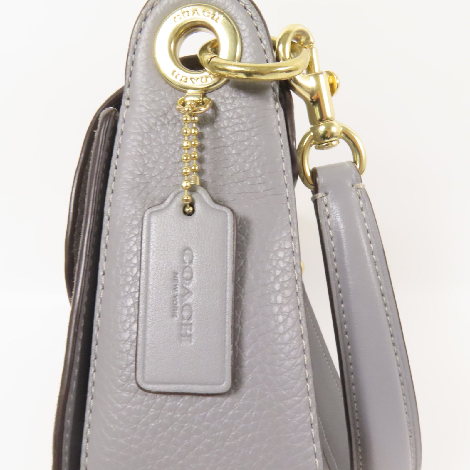 COACH 牛皮皮革/ 麂皮皮革Shoulder Bag金扣手挽肩背兩用袋