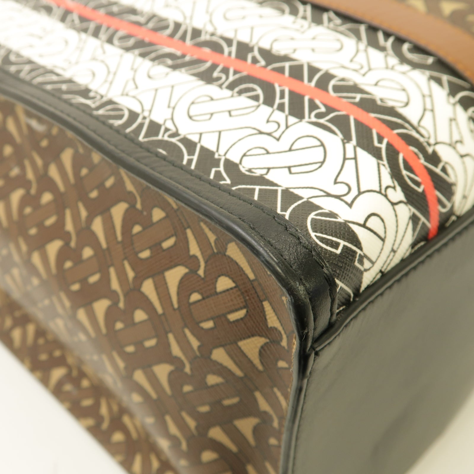 BURBERRY 塗層帆布Tote Bag金扣手挽袋棕色/白色/黑色