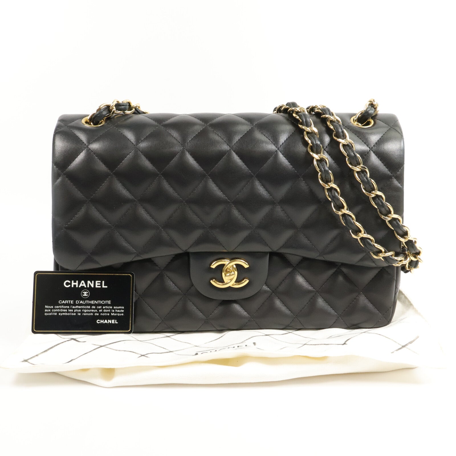 CHANEL 羊皮皮革Large Classic鏈帶肩背袋