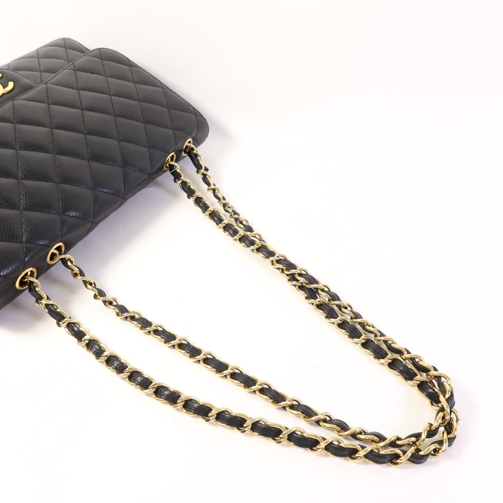 CHANEL 牛皮皮革Large Classic金扣鏈帶肩背袋