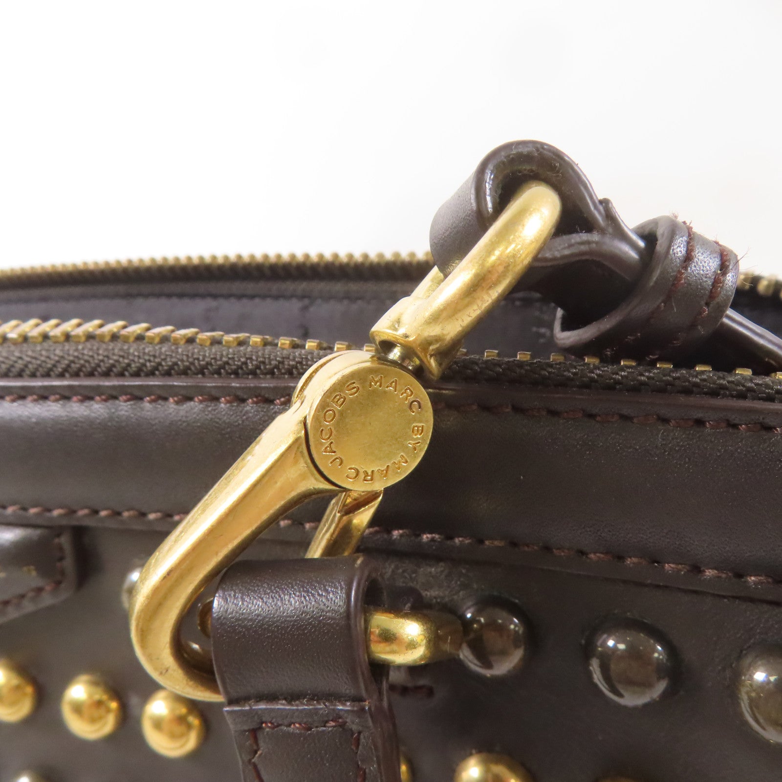 MARC BY MARC JACOBS 牛皮皮革2 Way Shoulder Bag金扣手挽肩背兩用袋啡色