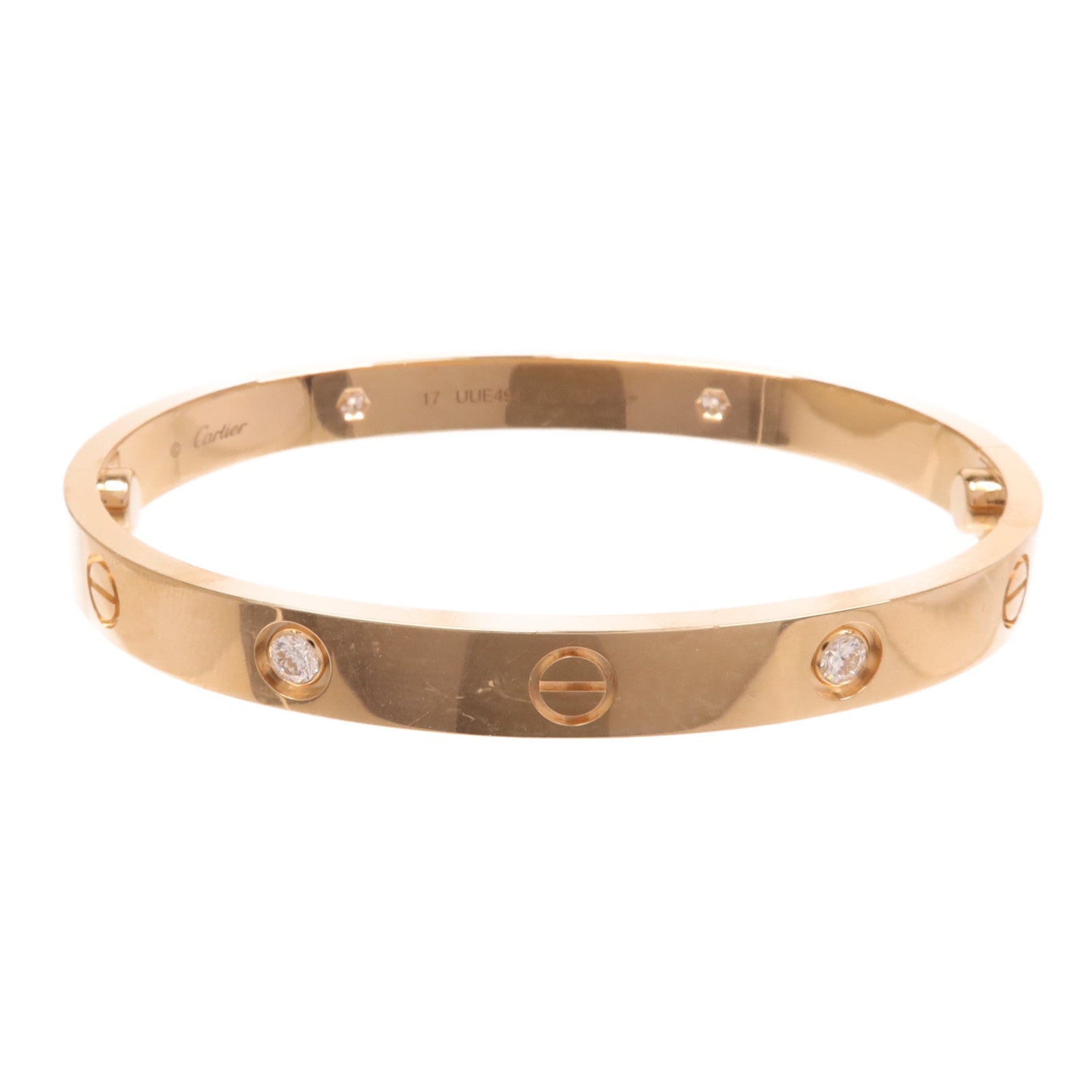 CARTIER 18K玫瑰金Love Bracelet 4P Diamond鑽石手鐲Cartier#17