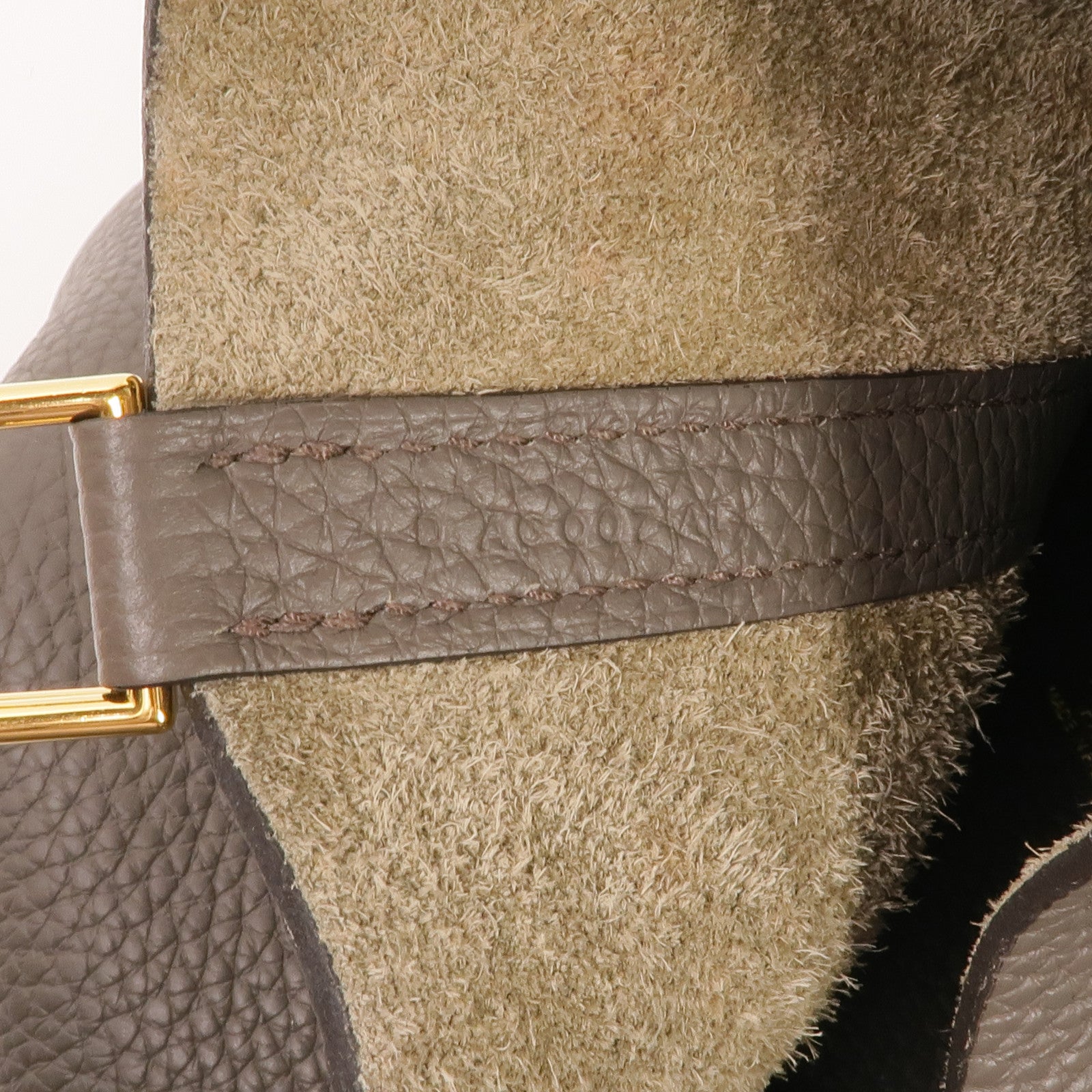 HERMES Clemence皮革Picotin MM金扣手挽袋Gris Etain