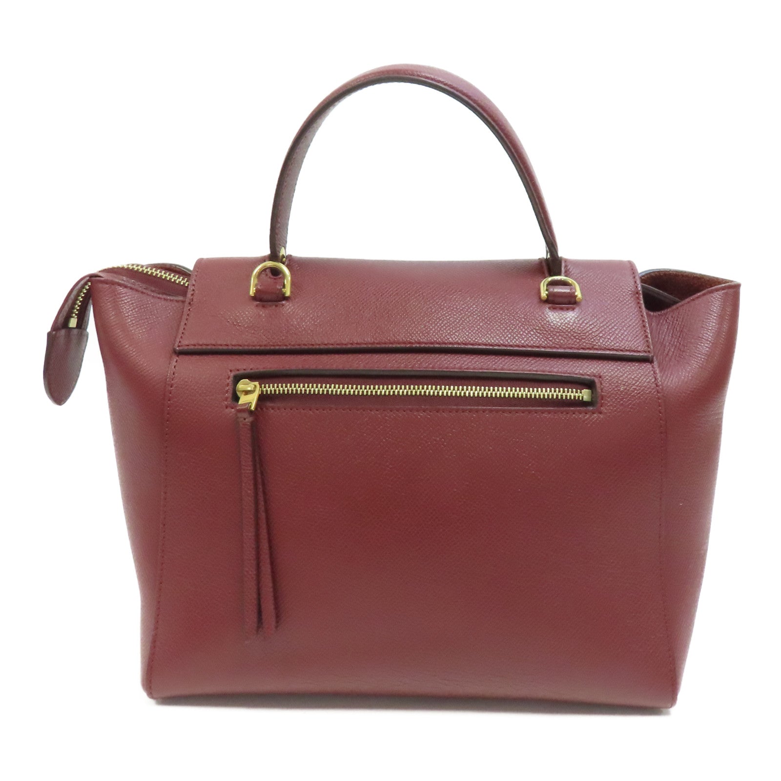 CELINE 牛皮皮革Belt Bag金扣手挽肩背兩用袋酒紅色