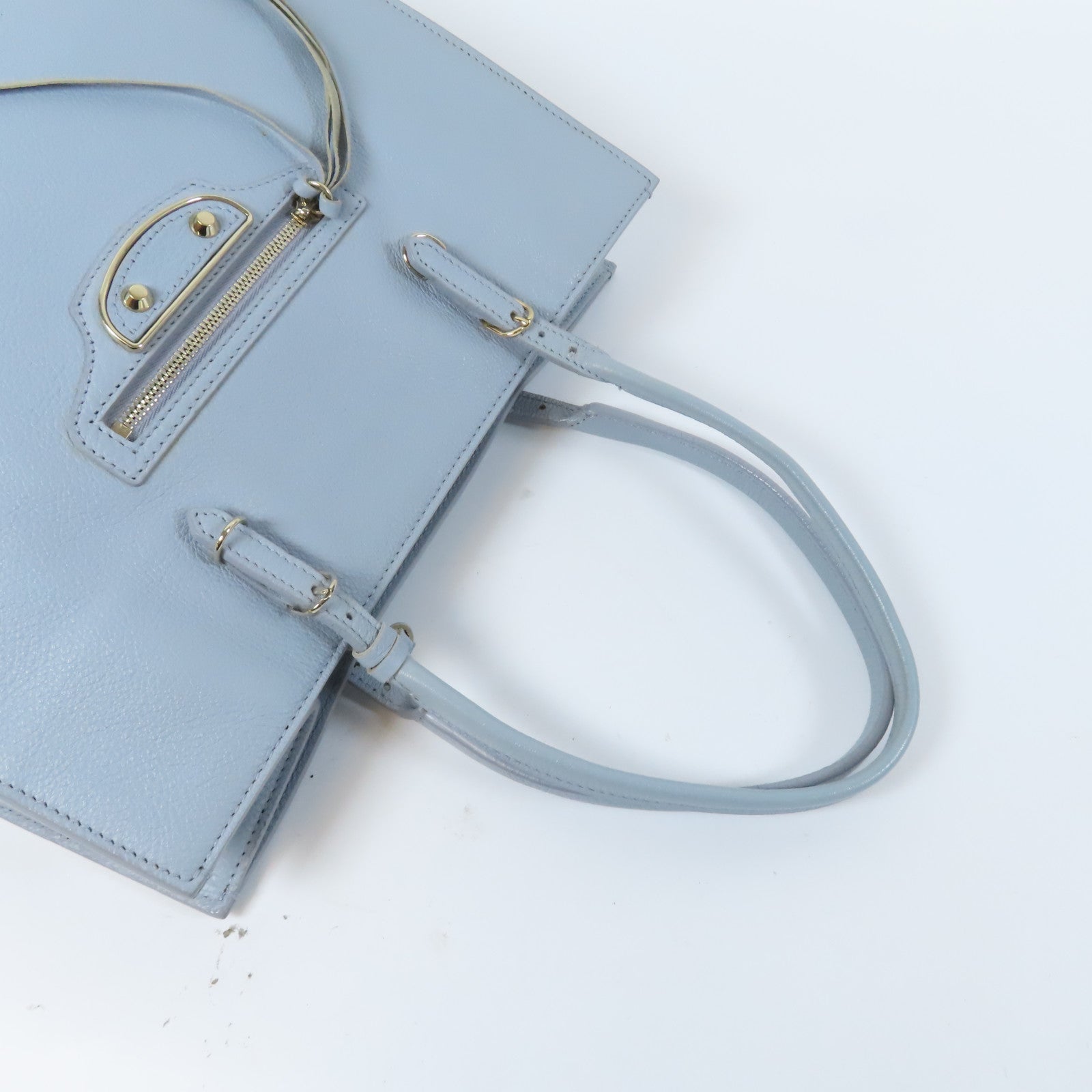 BALENCIAGA 牛皮皮革Tote Bag金扣手挽袋灰色