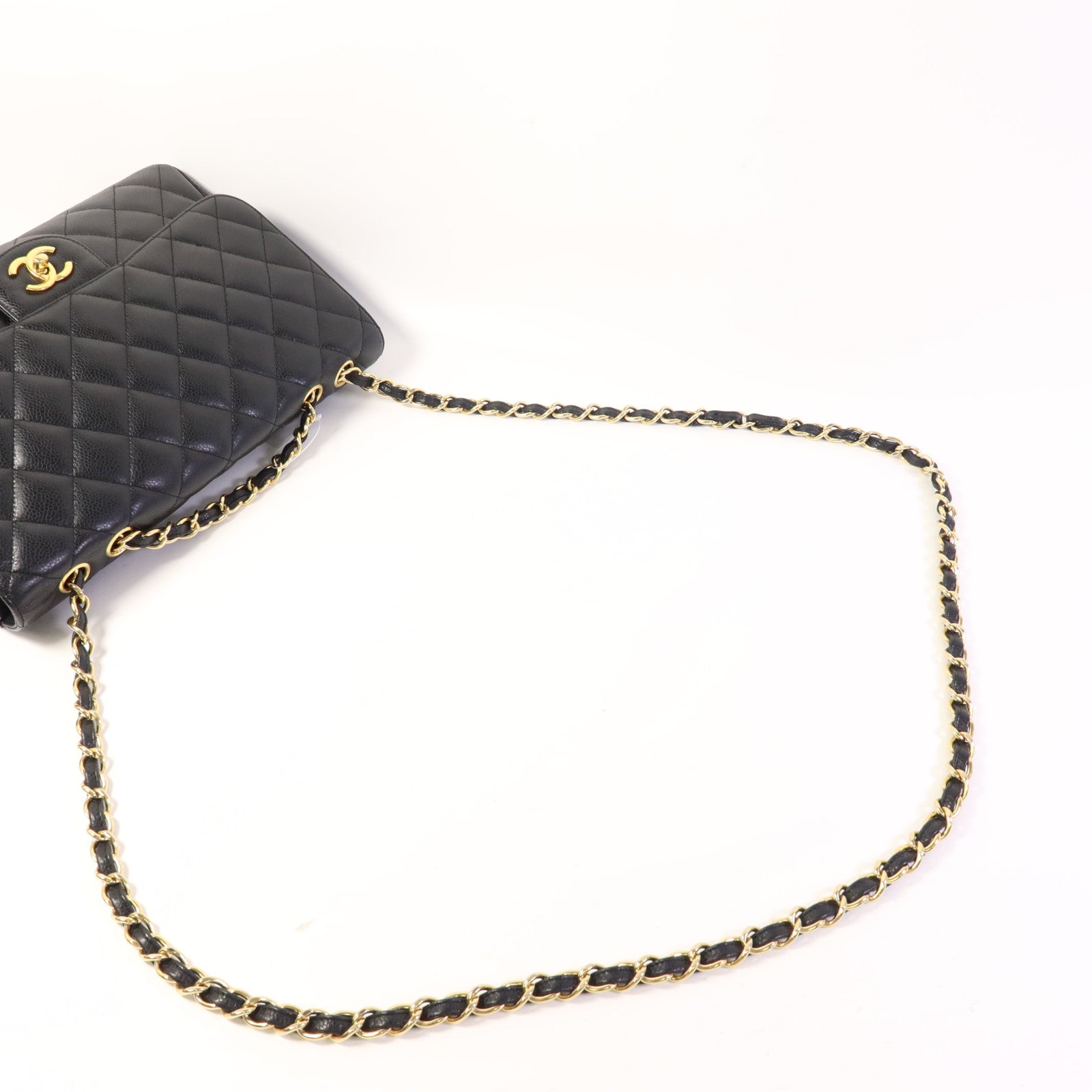 CHANEL 牛皮皮革Large Classic金扣鏈帶肩背袋