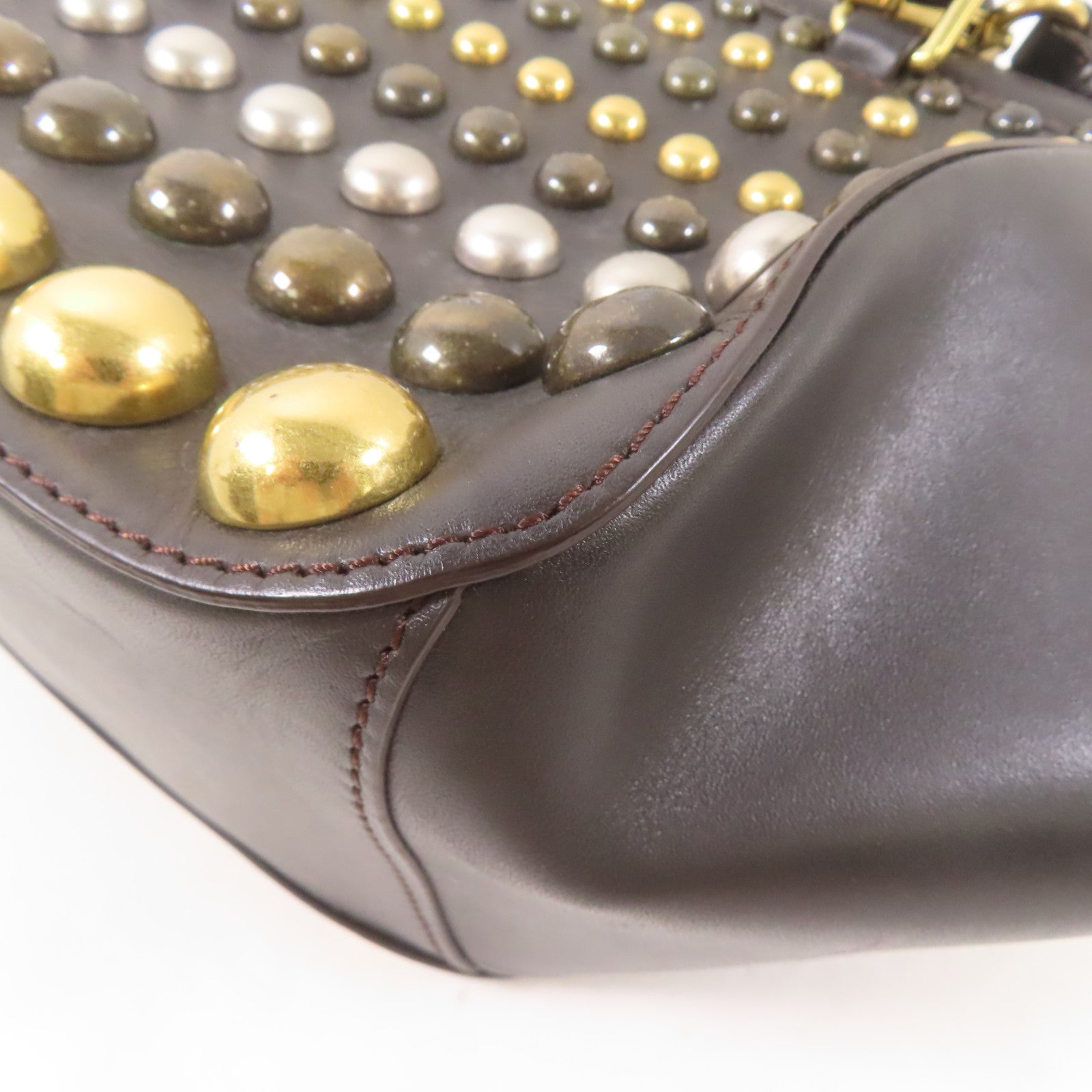 MARC BY MARC JACOBS 牛皮皮革2 Way Shoulder Bag金扣手挽肩背兩用袋啡色