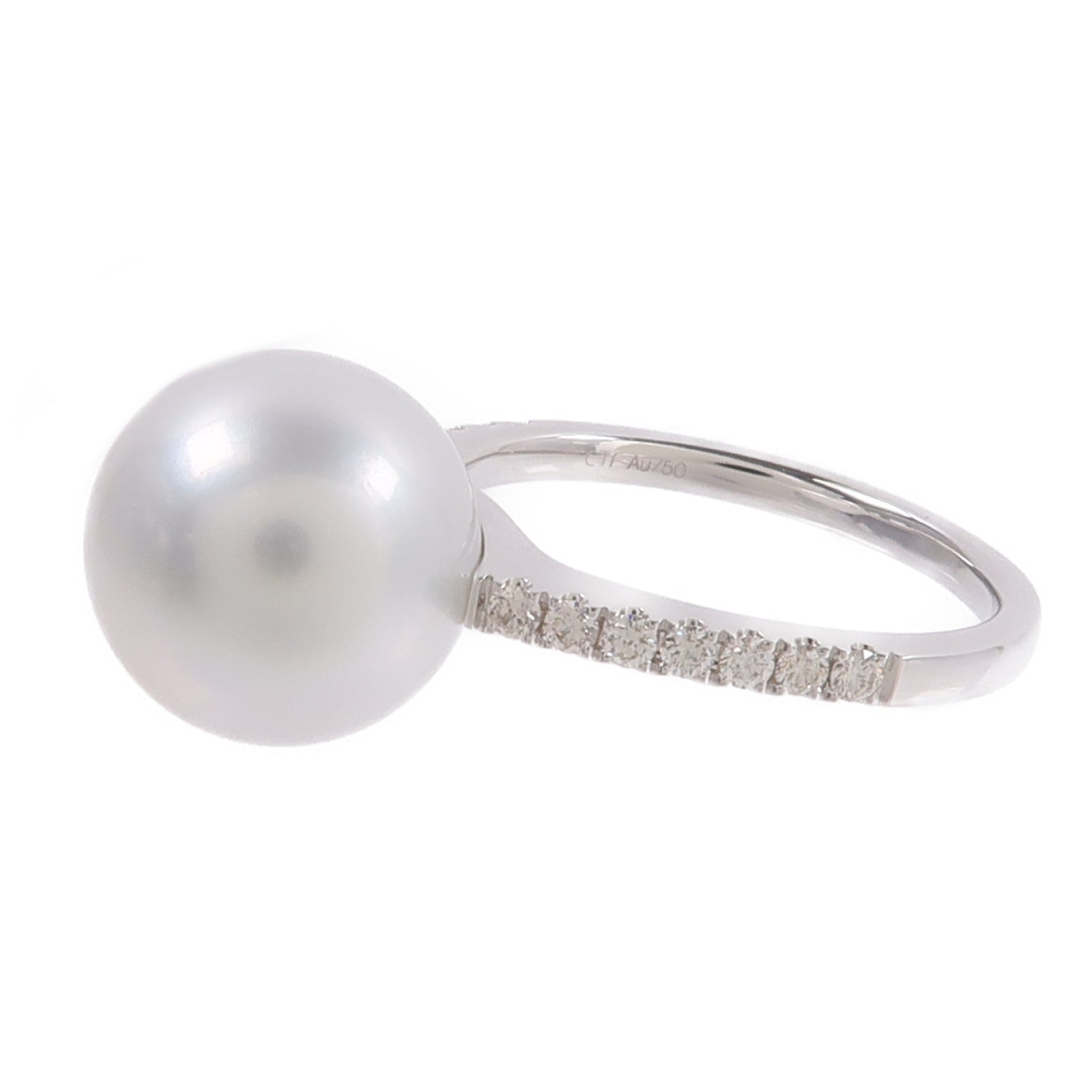 JEWELRY 18K白金Pearl Diamond Ring珍珠/鑽石戒指