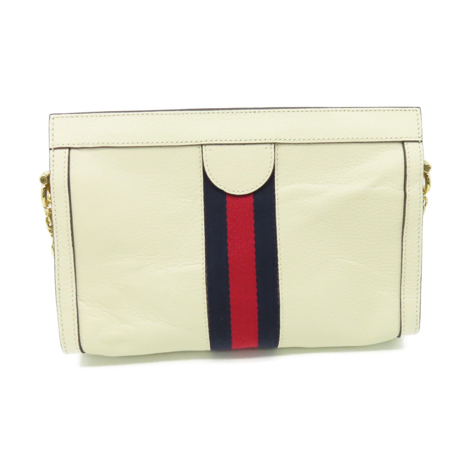 GUCCI 【激減優惠】塗層帆布Ophidia GG鏈帶肩背袋米白色
