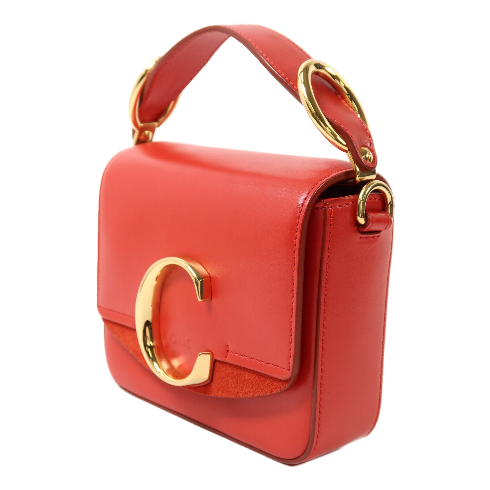 Chloe 牛皮皮革Mini C Bag金扣手挽肩背兩用袋