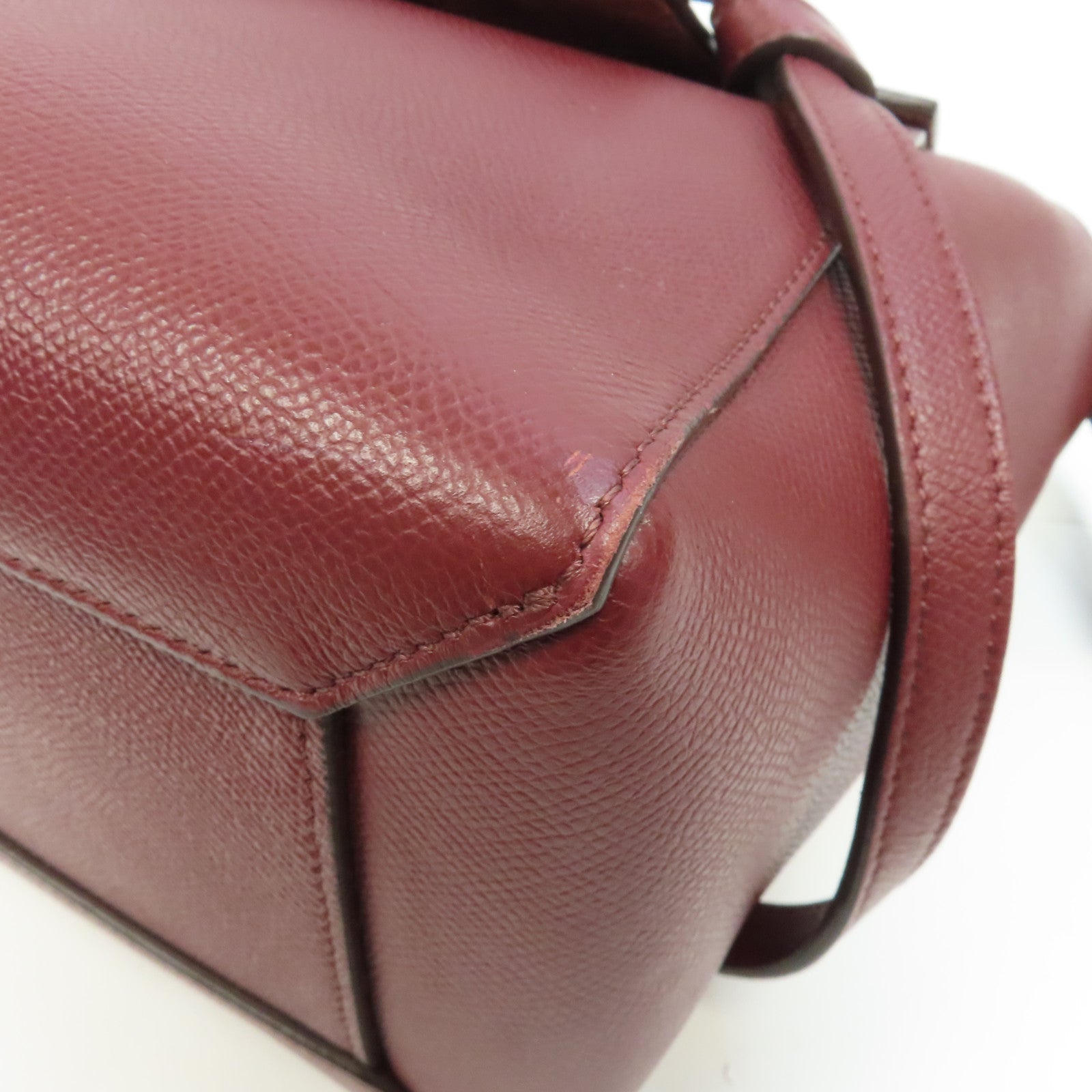 CELINE 牛皮皮革Belt Bag金扣手挽肩背兩用袋酒紅色