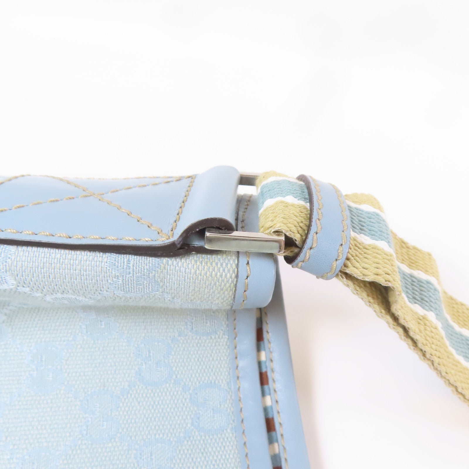 GUCCI 帆布2 Way Shoulder銀扣手挽肩背兩用袋藍色