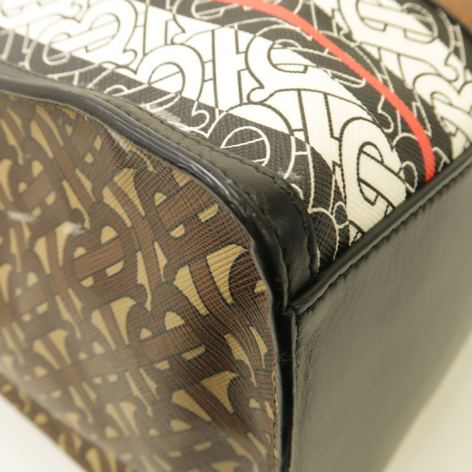 BURBERRY 塗層帆布Tote Bag金扣手挽袋棕色/白色/黑色