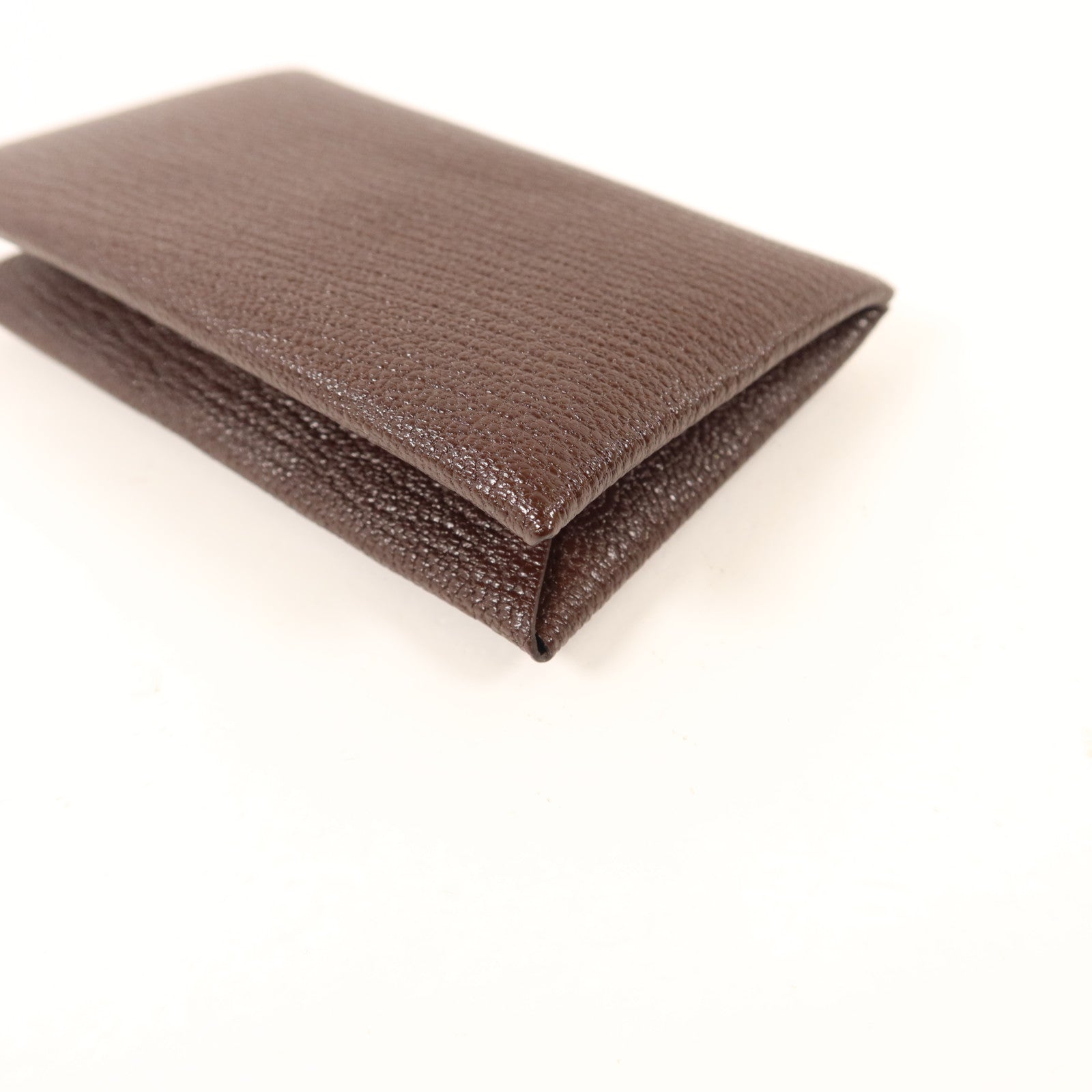 HERMES Chevre皮革Calvi Card Case銀扣卡片套Terre